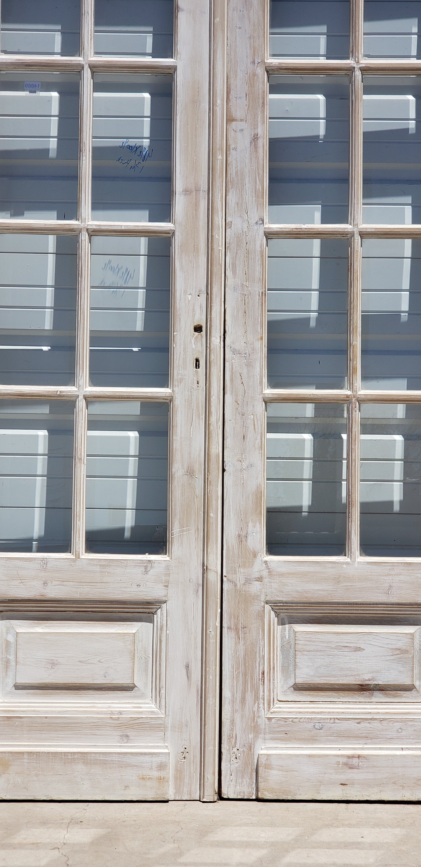 Pair of Washed Antique Wood Doors w/24 Lites
