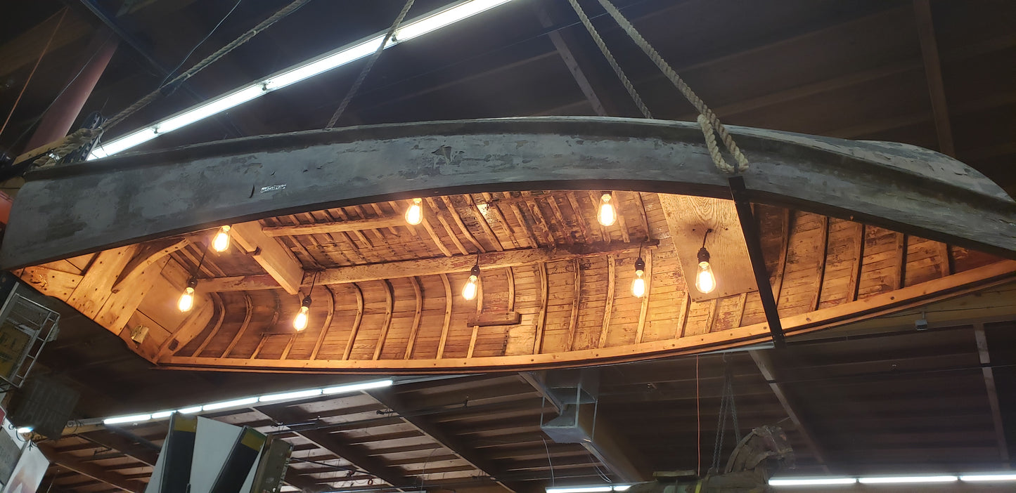 Repurposed Wood Boat Pendant Light