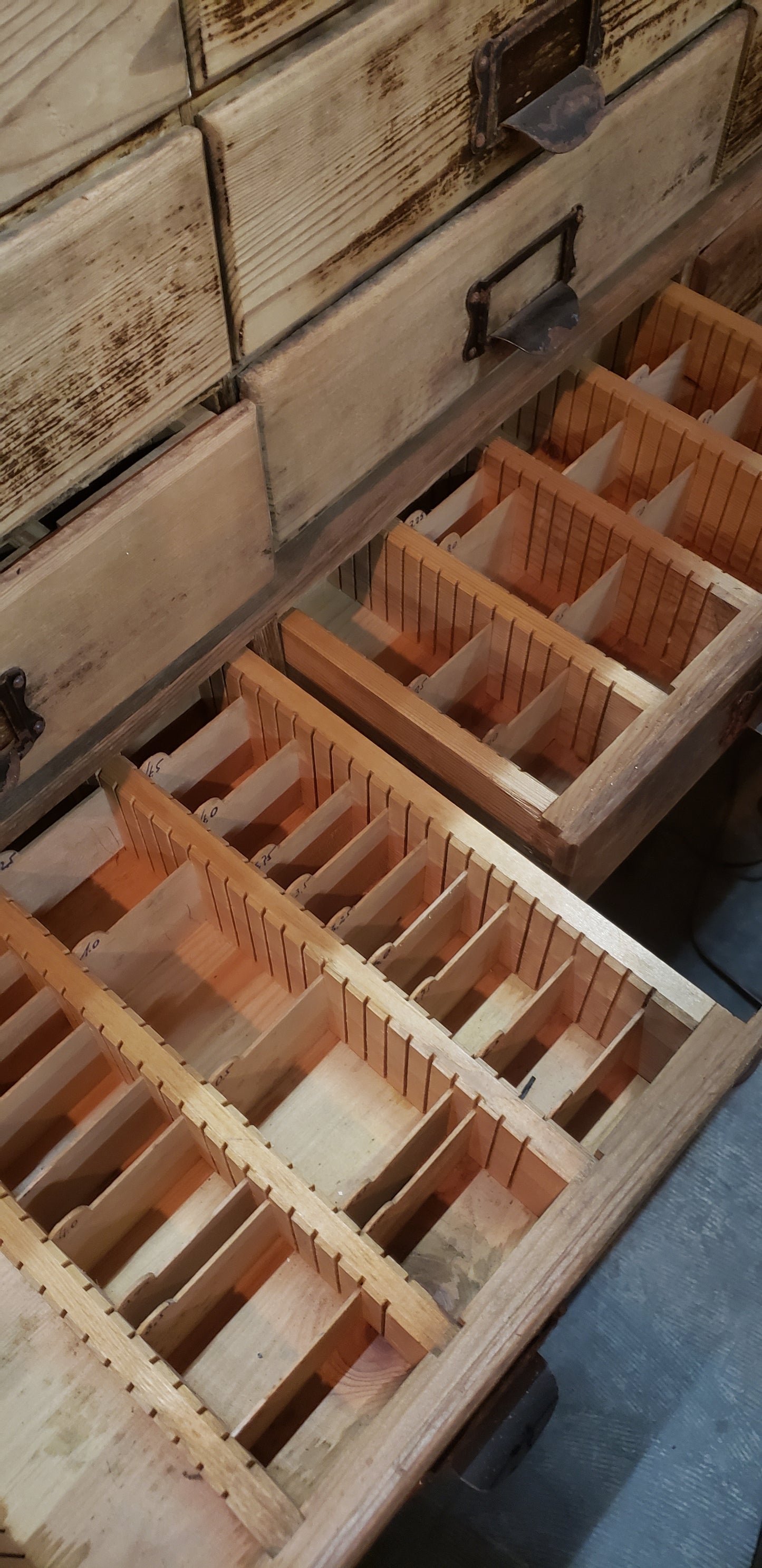 Antique Wooden Card Catalog (sold in individual sections)