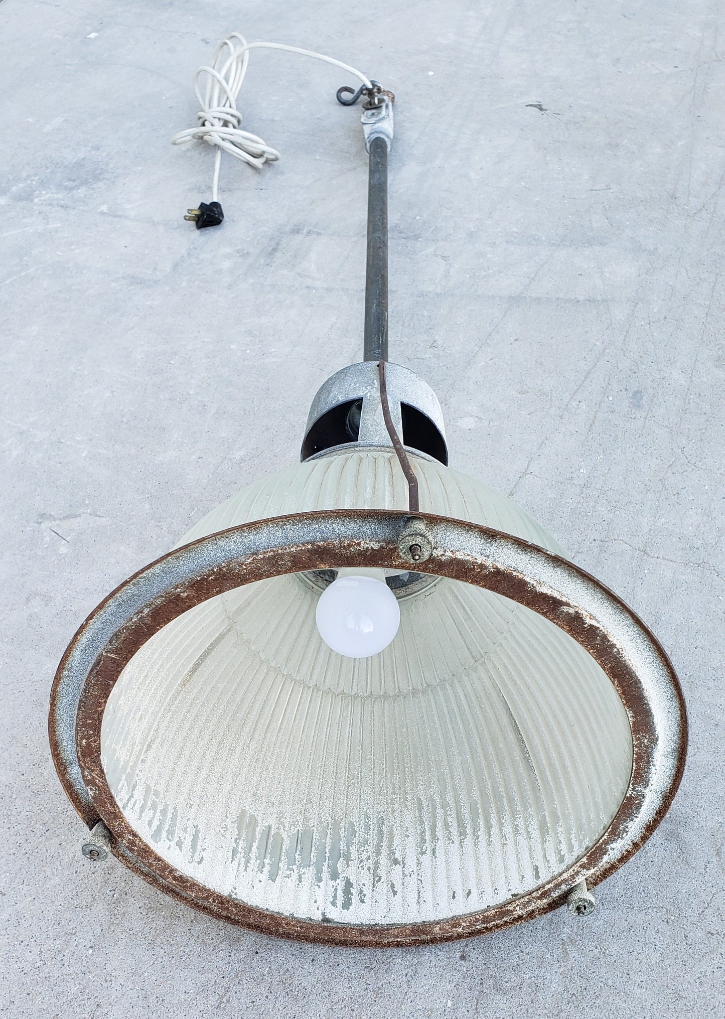 Industrial Ribbed Glass Pendant Light