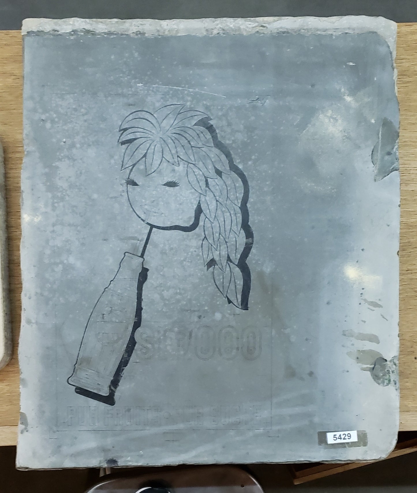 Lithography Stone Girl Drinking