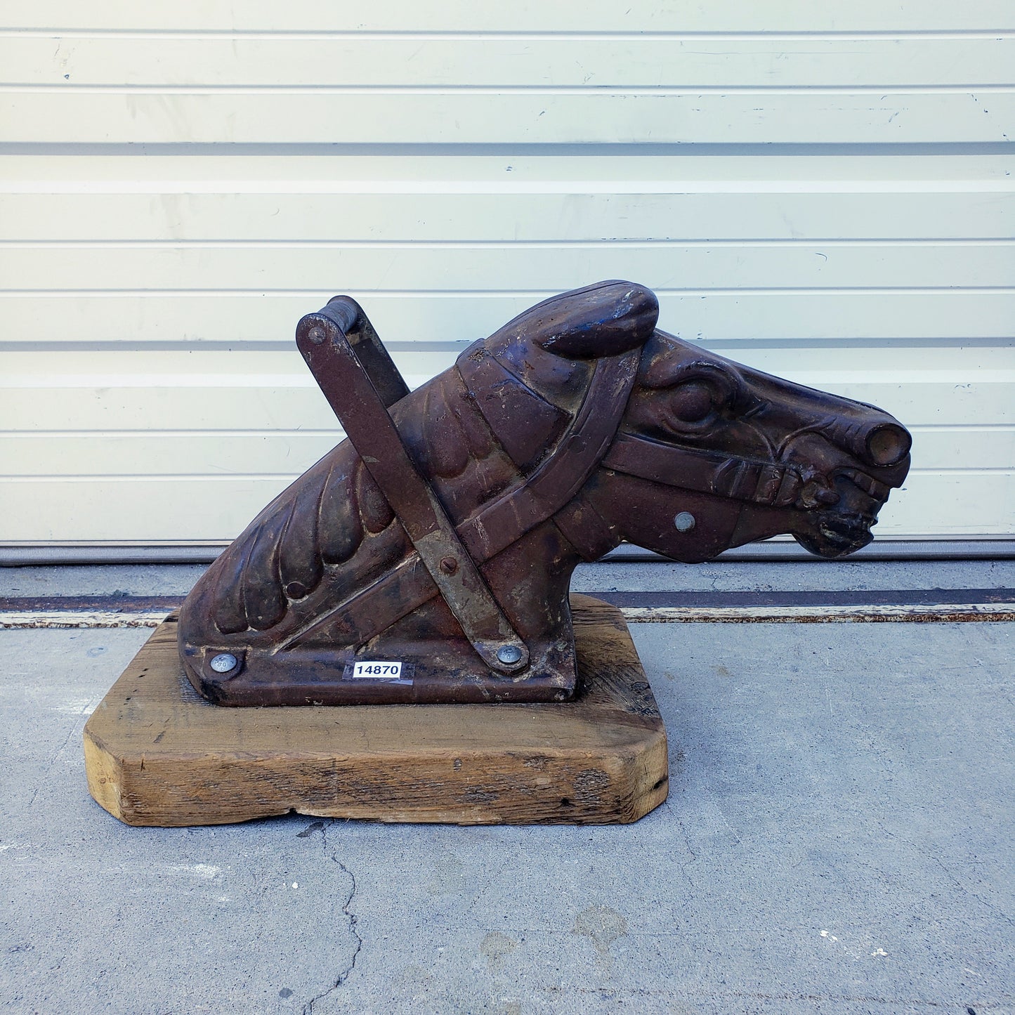 Cast Iron Horse Head Figure Salvaged from Amusement Park Ride
