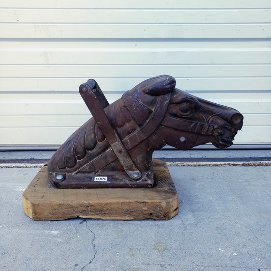 Cast Iron Horse Head Figure Salvaged from Amusement Park Ride