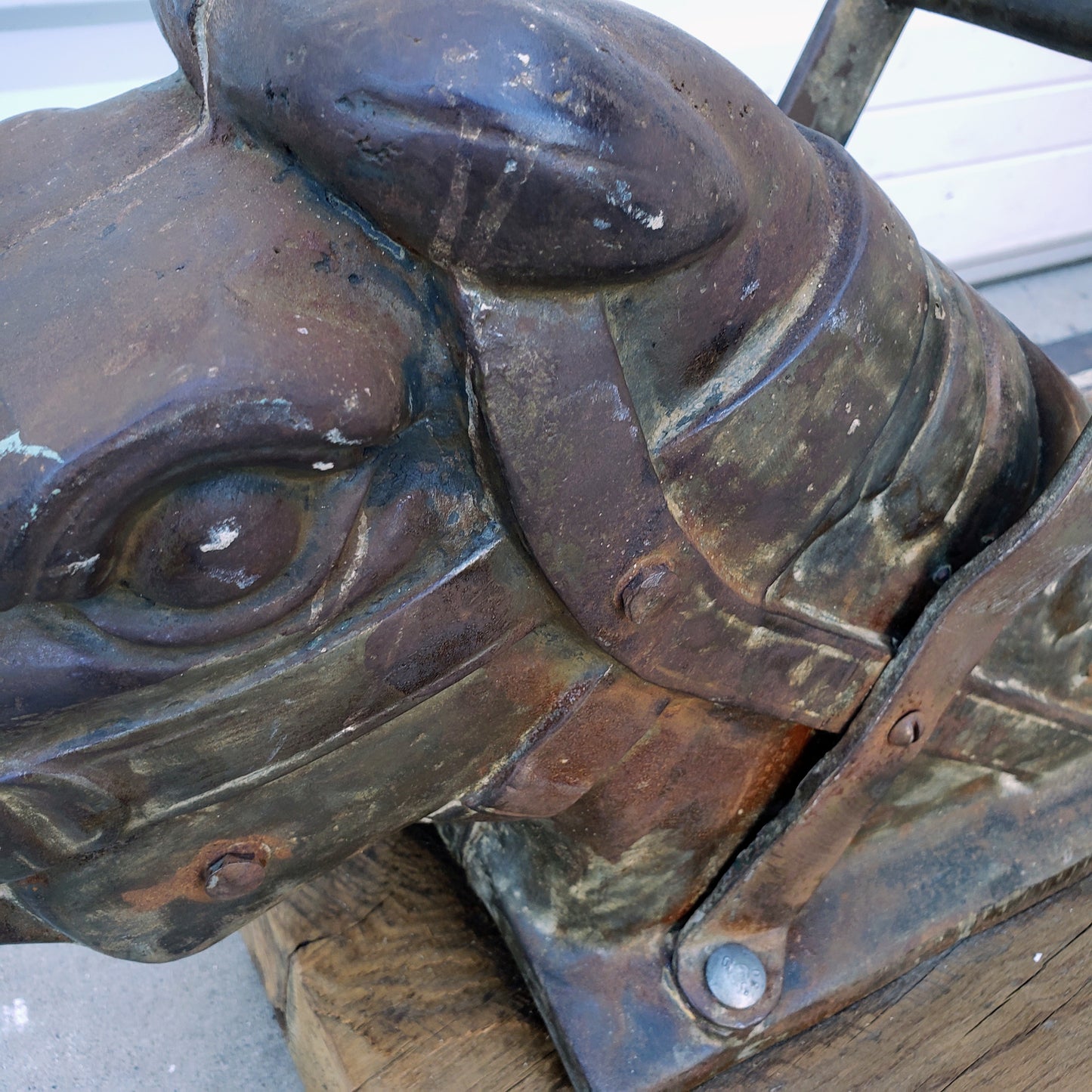 Cast Iron Horse Head Figure Salvaged from Amusement Park Ride