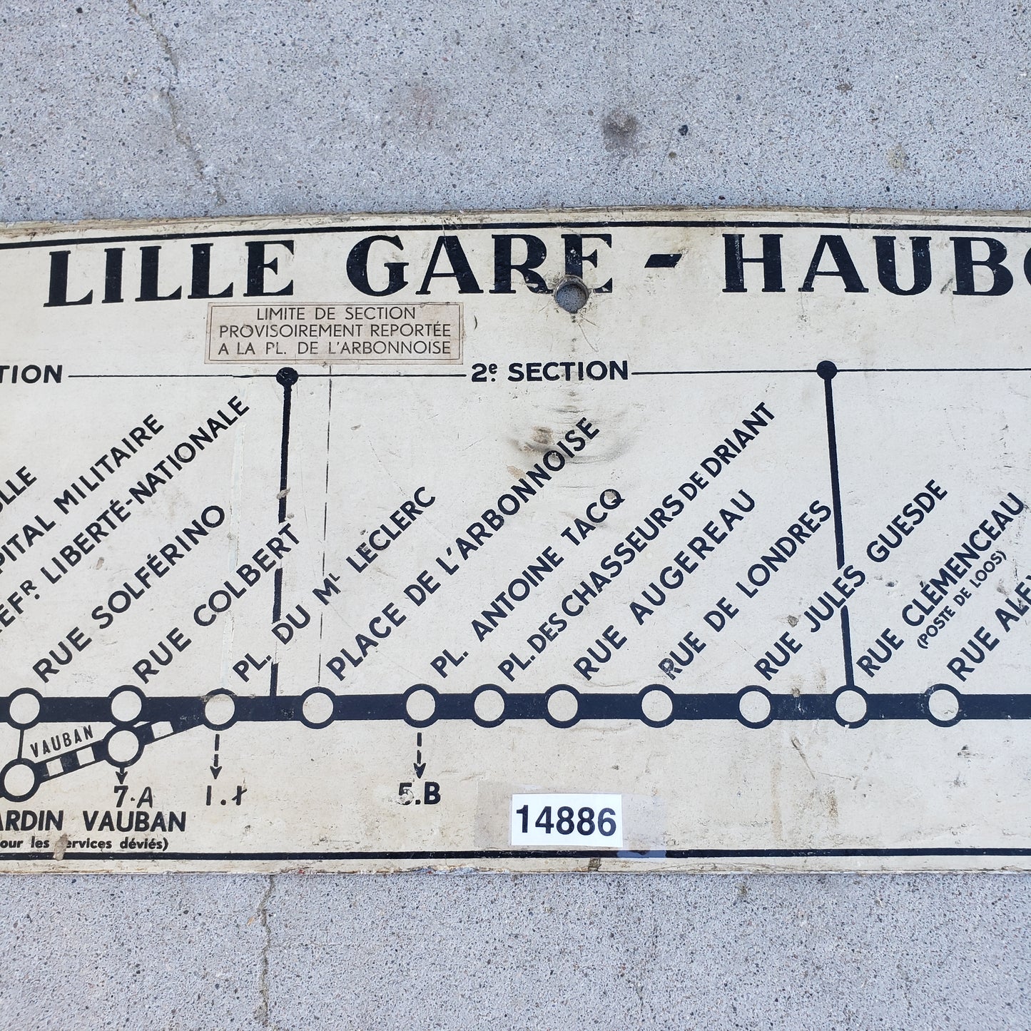 Double Sided French Metal Metro Station Sign - Lille Gare - Haubourdin