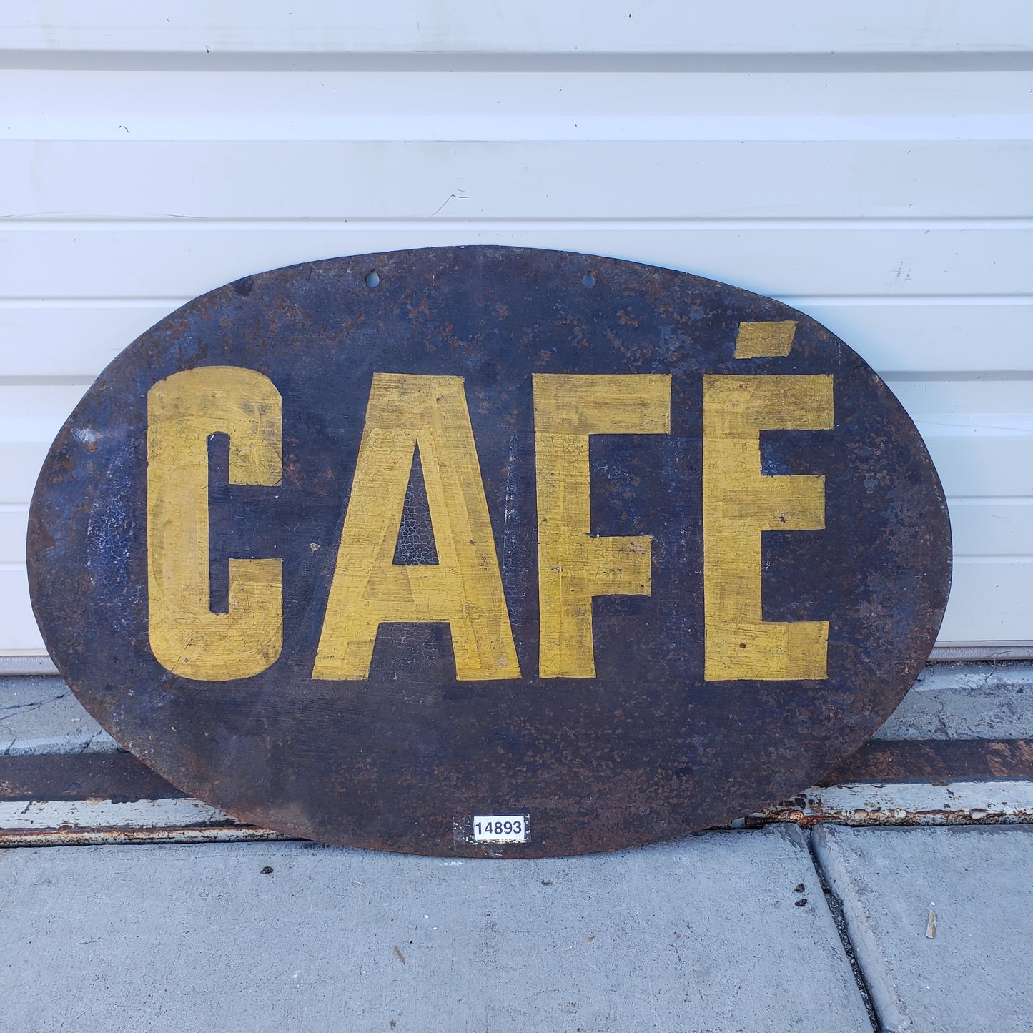 Small Double Sided Metal Yellow Cafe Sign