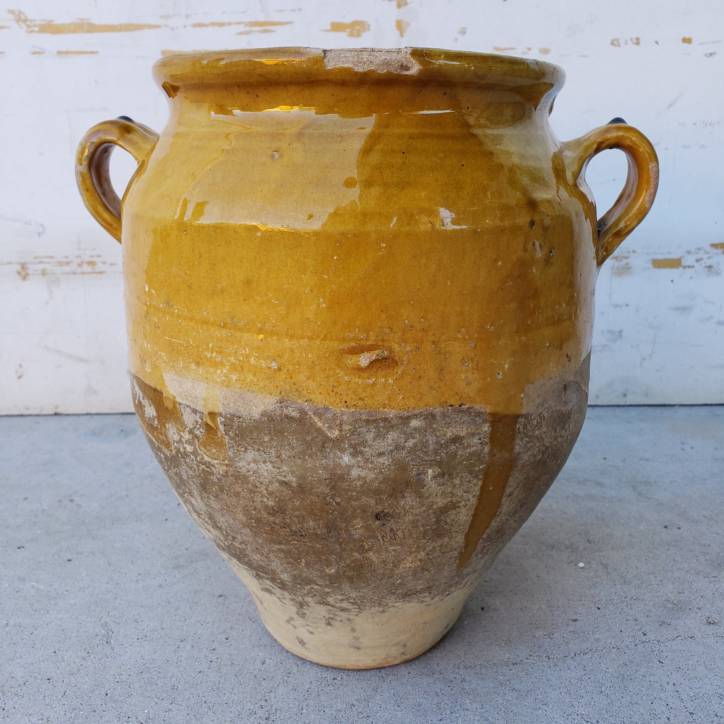 Large Yellow Glazed Confit Pot