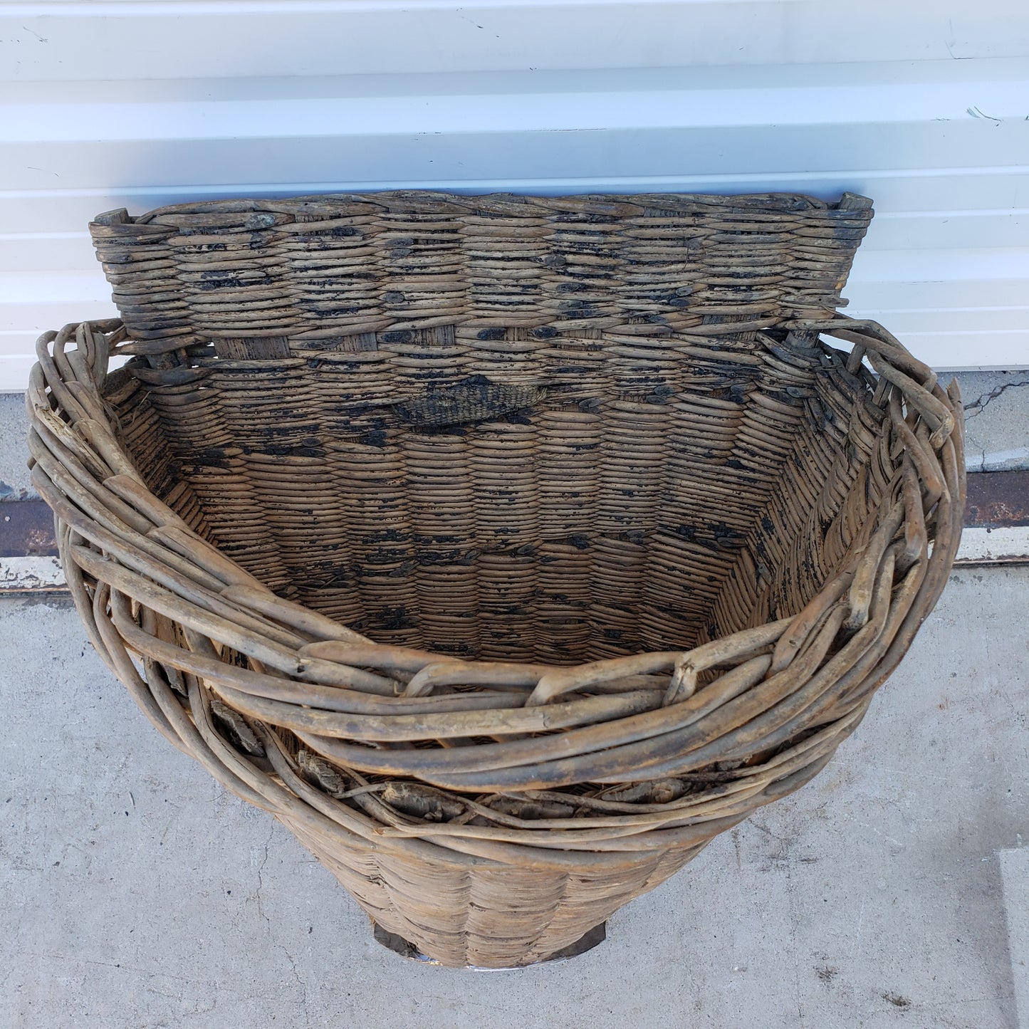 Weathered Wicker Gathering Hod/Basket