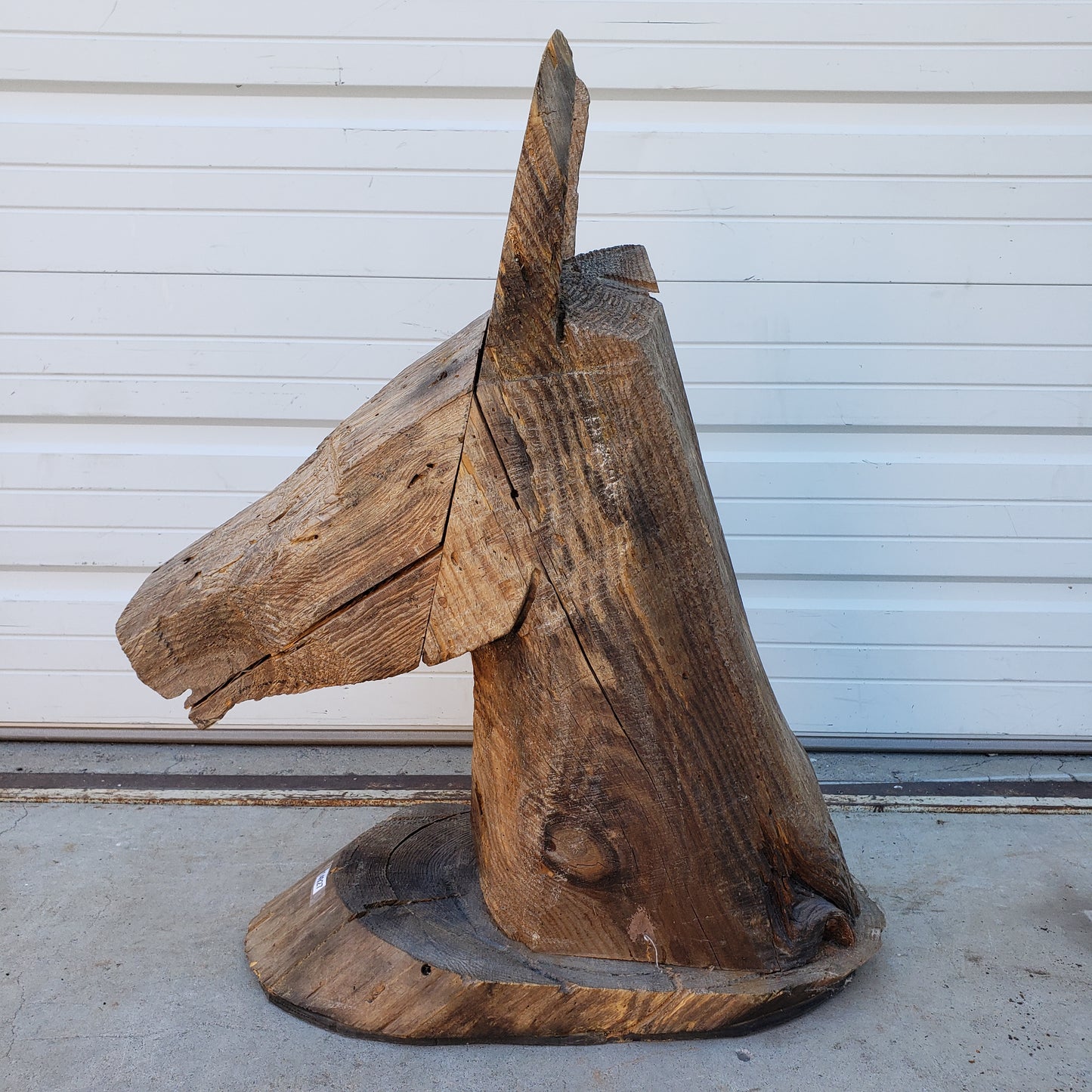 Folk Art Wooden Horse Head Statue