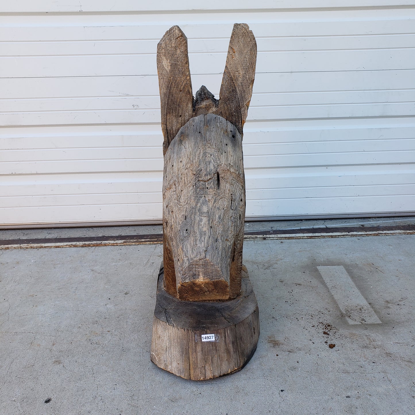 Folk Art Wooden Horse Head Statue
