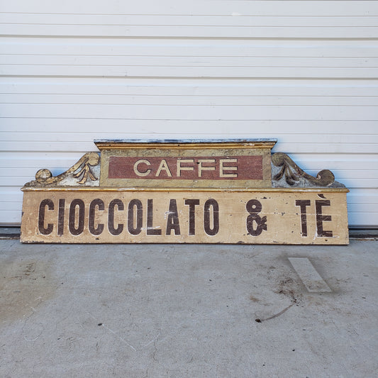 Art Nouveau Wooden Caffe Sign - Cioccolato & Te