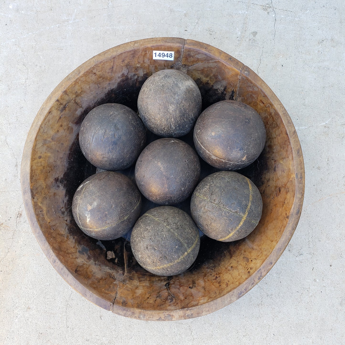 Wooden Bowl with Seven Wooden Balls