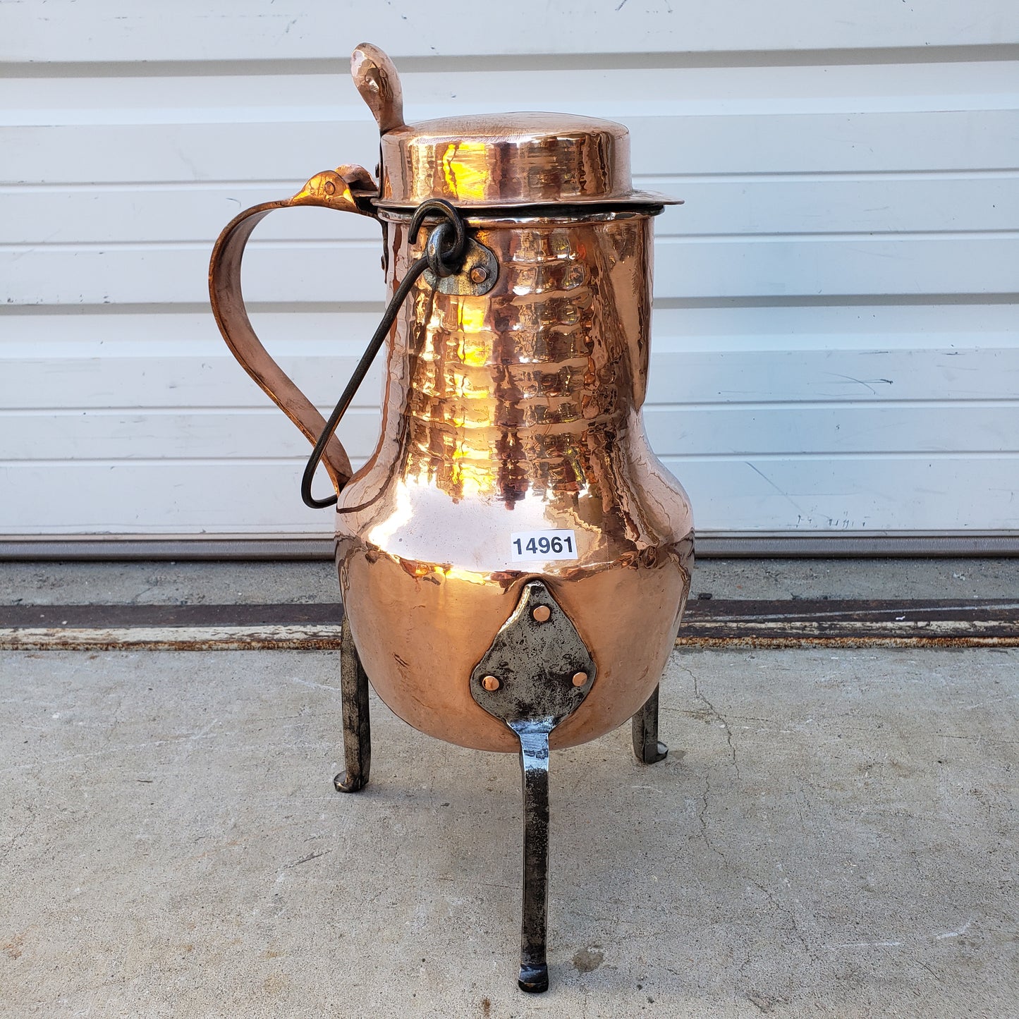 Large French Antique Copper Hot Chocolate Kettle