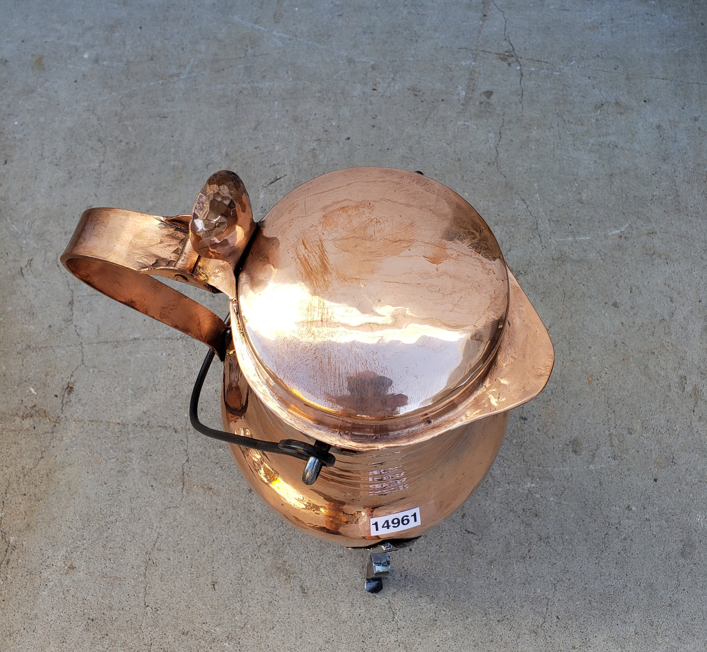 Large French Antique Copper Hot Chocolate Kettle