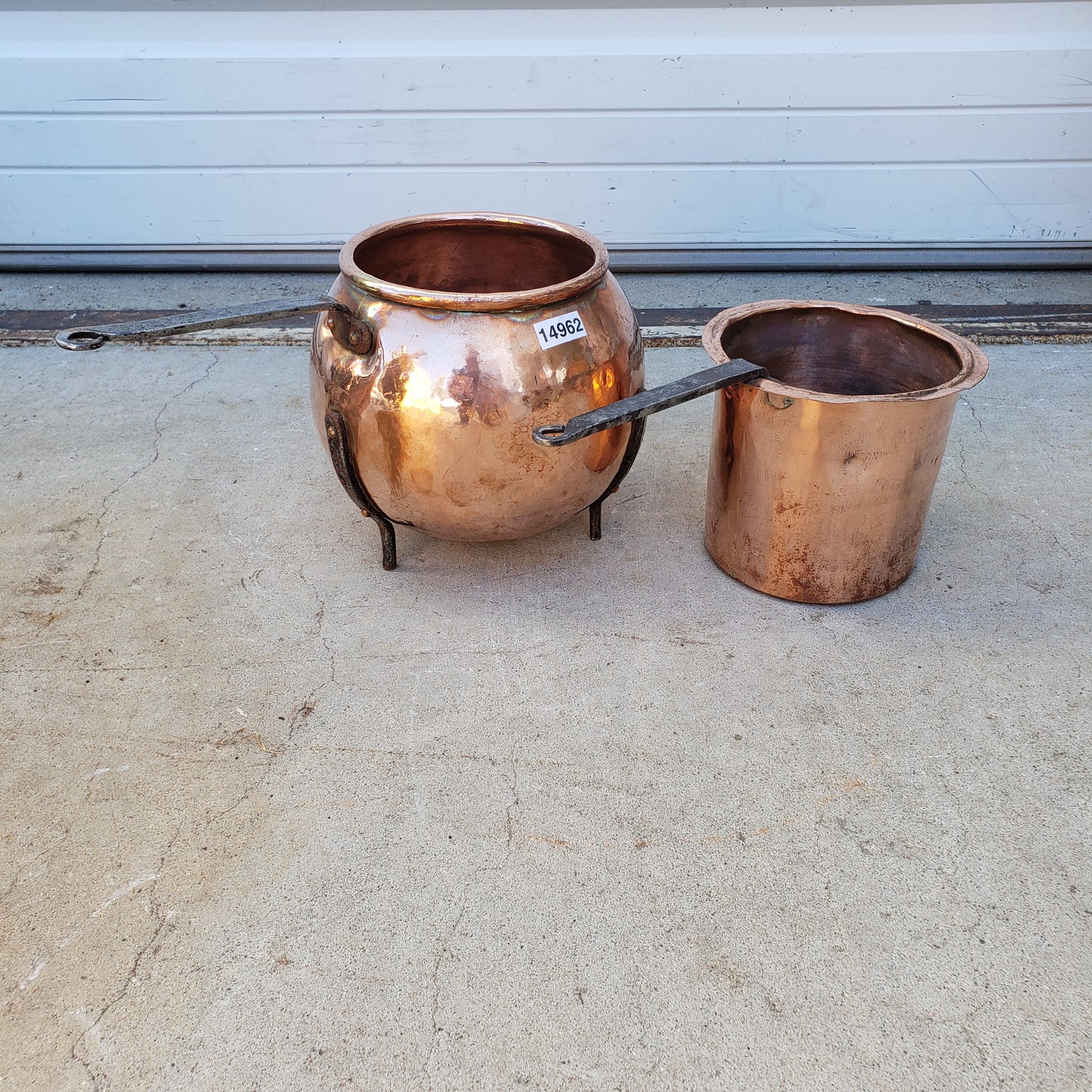 Antique French Copper Pot Bellied Double Boiler