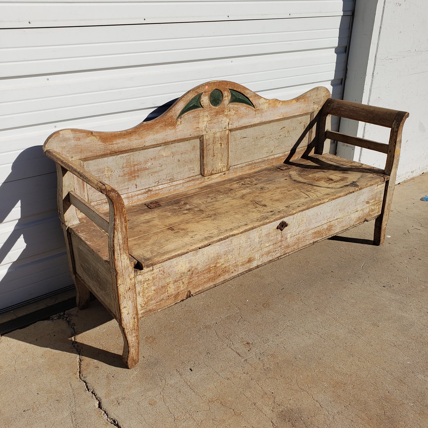 Primitive Wooden Bench with Back