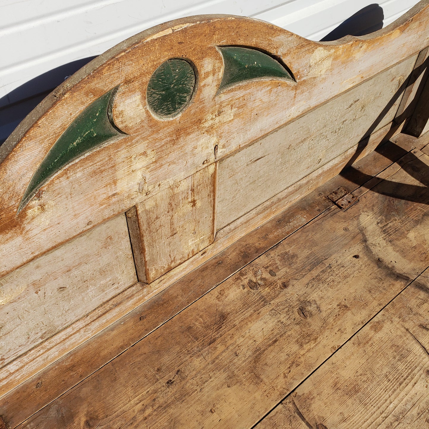 Primitive Wooden Bench with Back