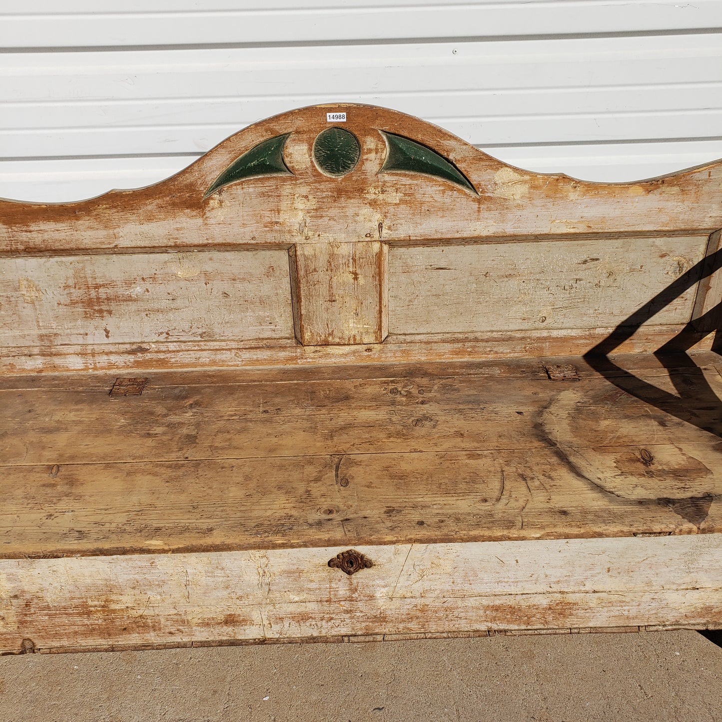 Primitive Wooden Bench with Back