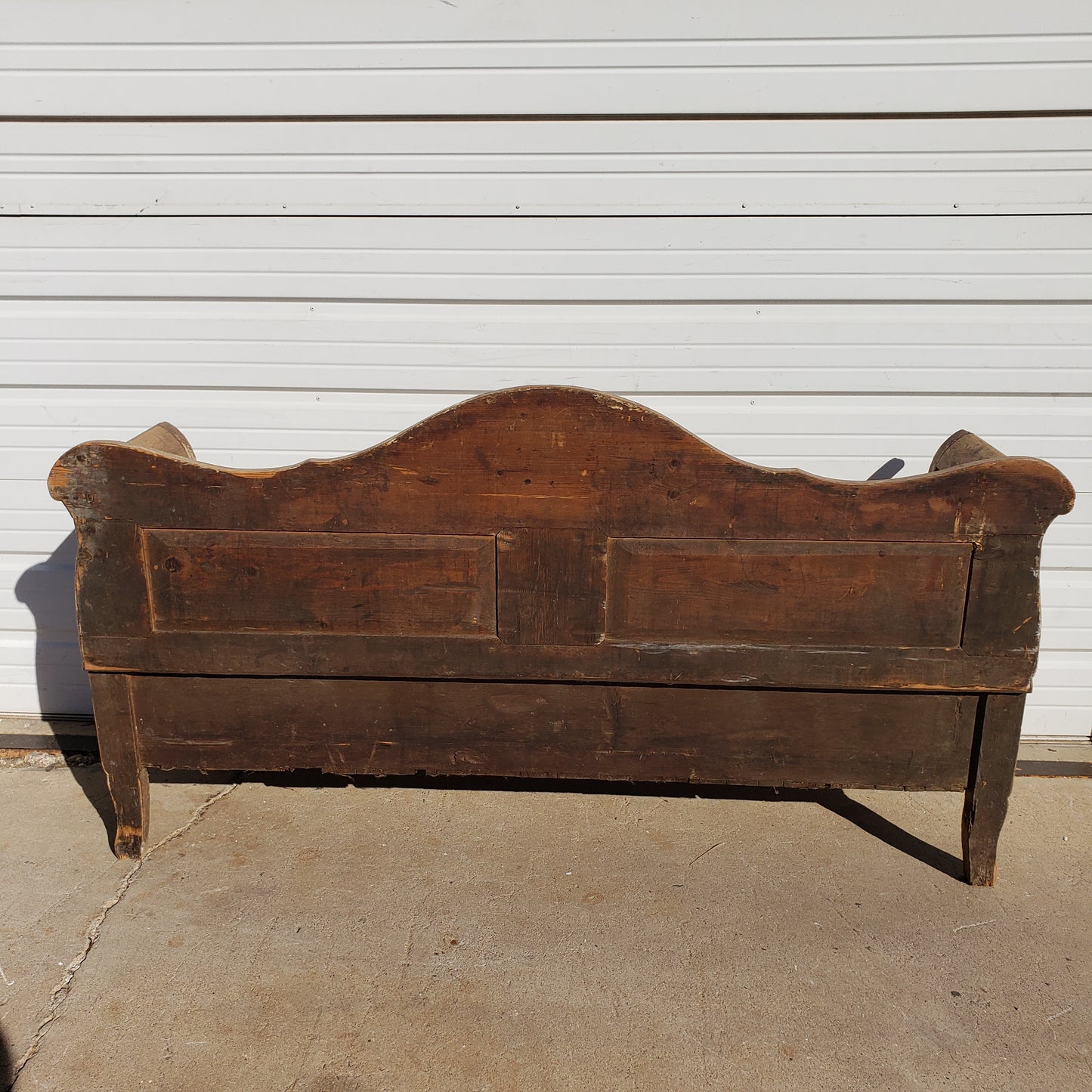 Primitive Wooden Bench with Back