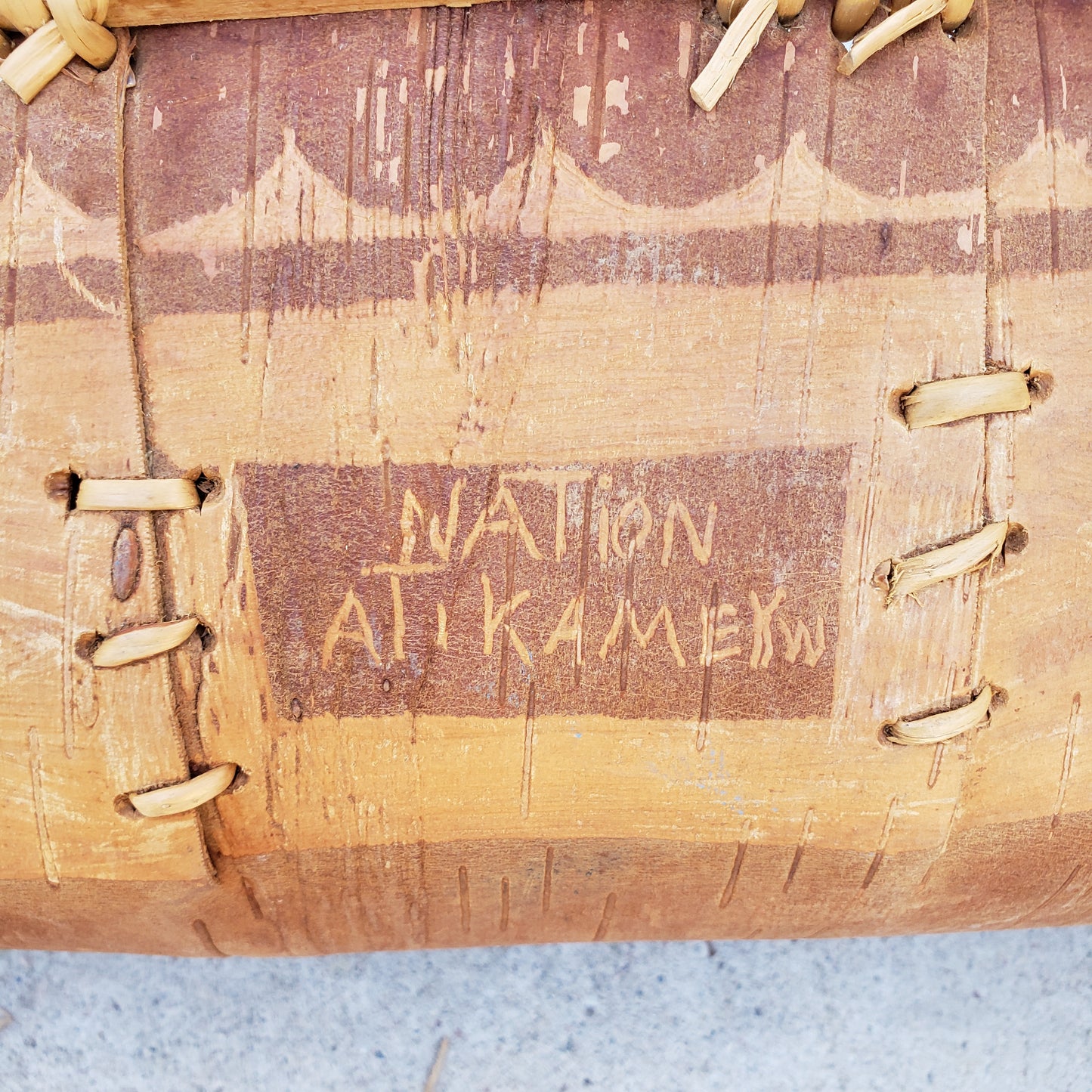 Emilien Dube Decorative Bark Canoe “Nation Atikamekw” Art Sculpture