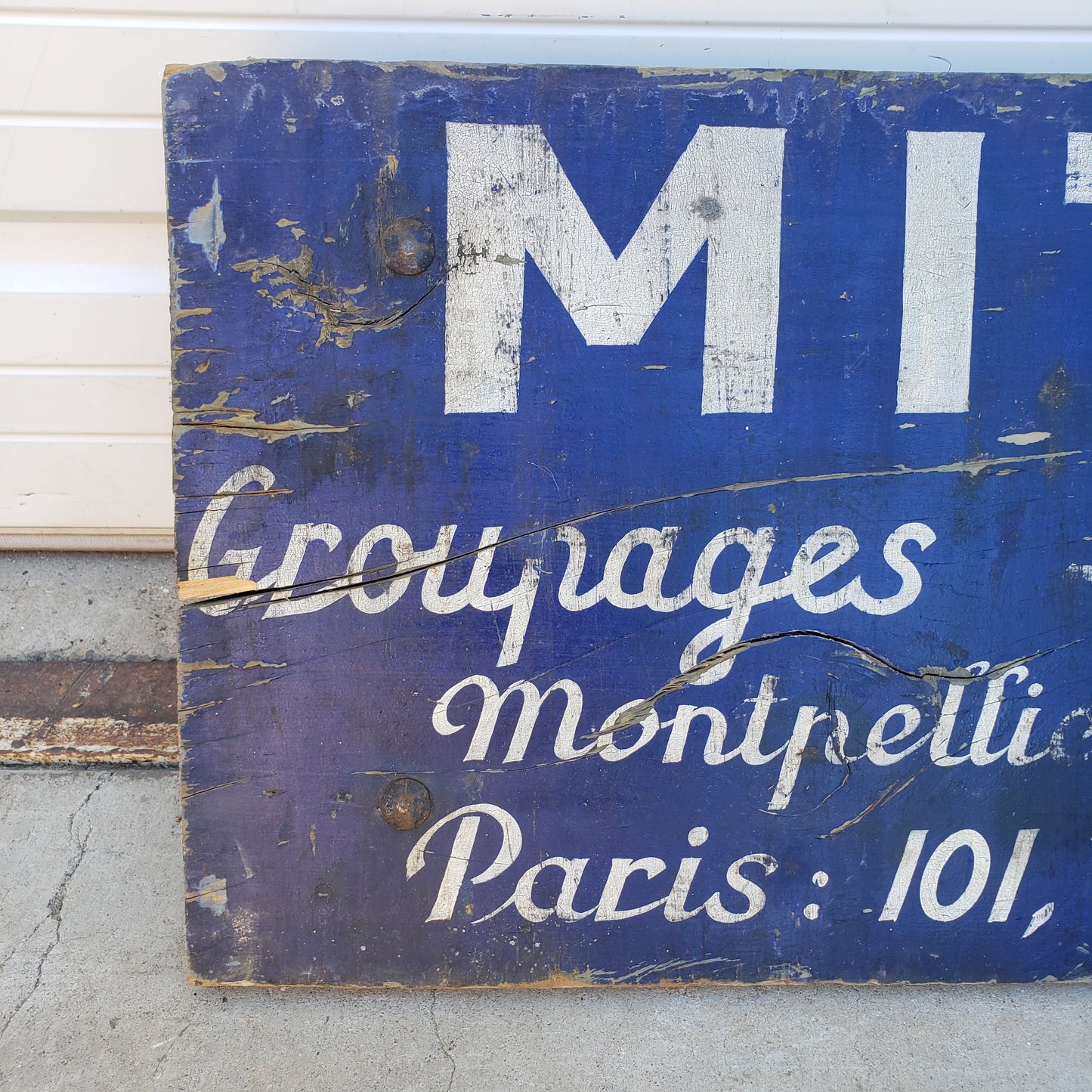Blue Wooden Sign - “Mitjavile”