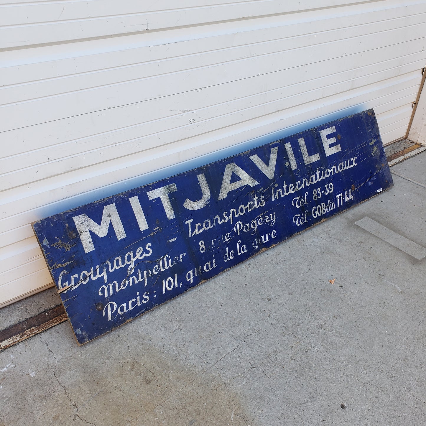 Blue Wooden Sign - “Mitjavile”