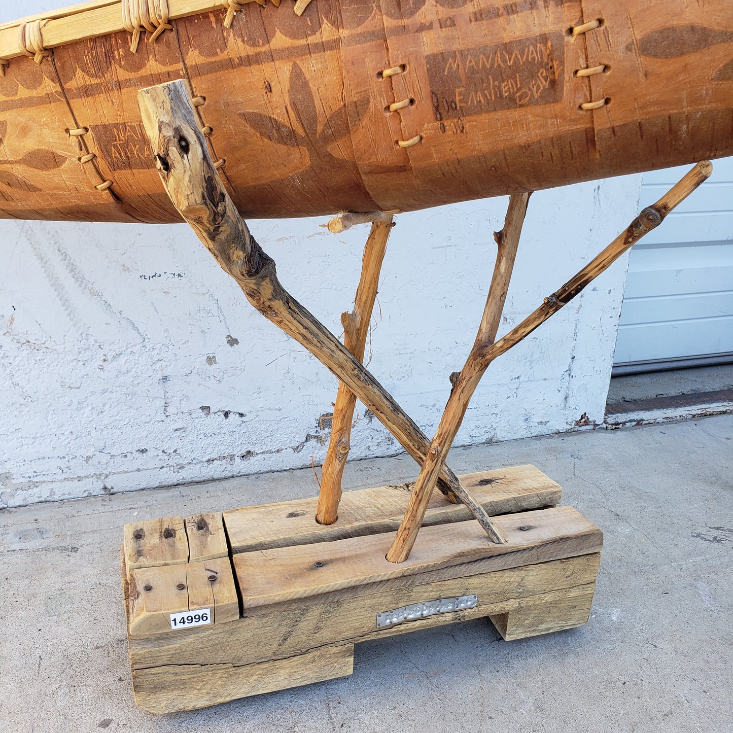 Emilien Dube Decorative Bark Canoe “Nation Atikamekw” Art Sculpture