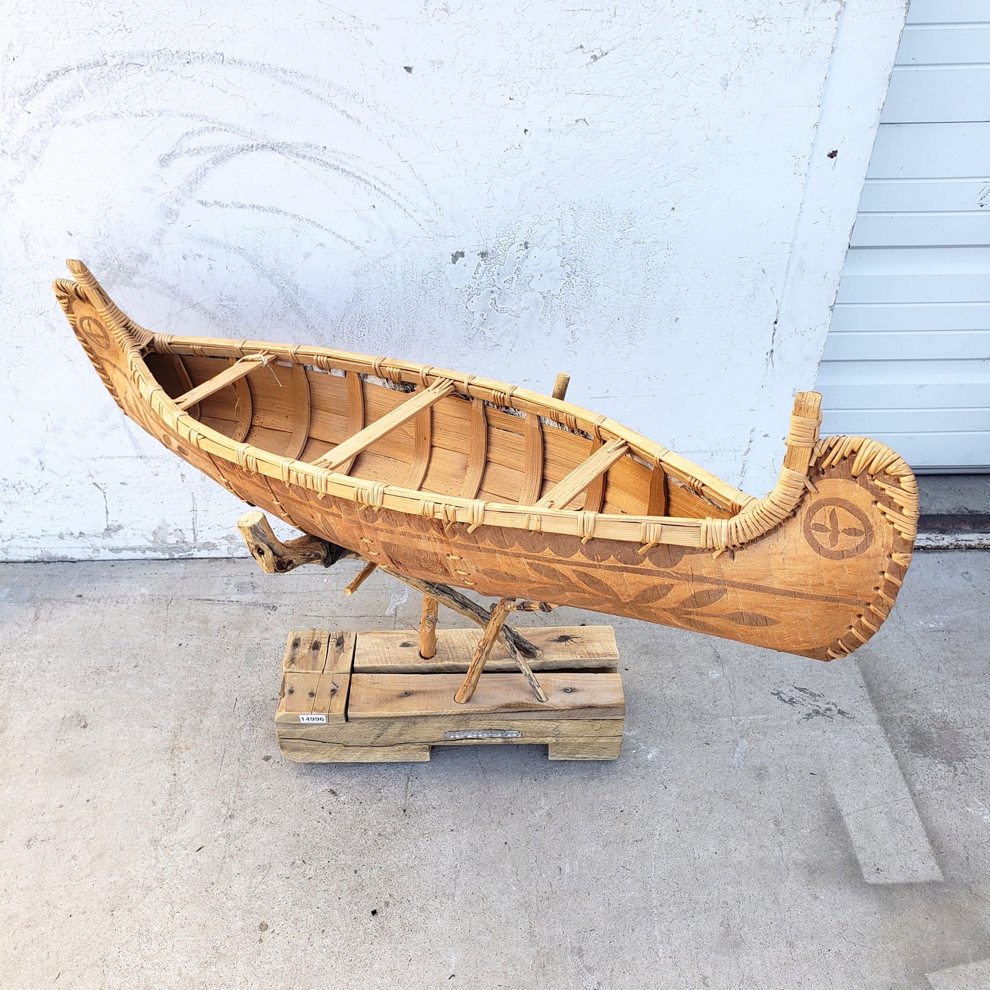 Emilien Dube Decorative Bark Canoe “Nation Atikamekw” Art Sculpture