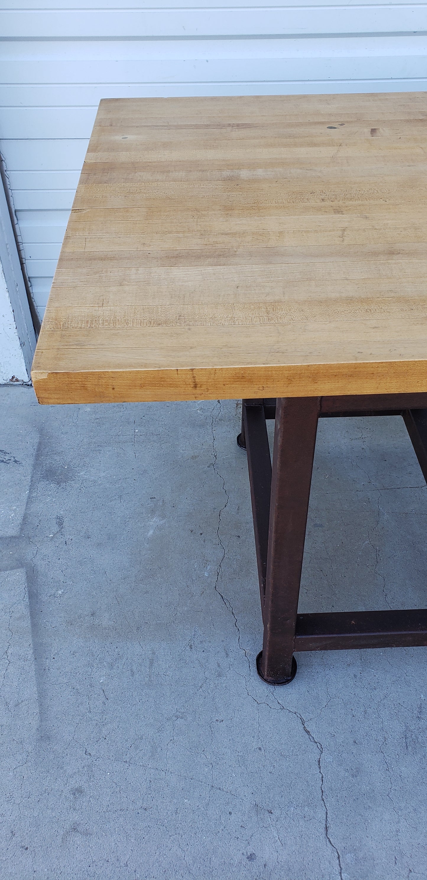 Wooden Work Table with Iron Base