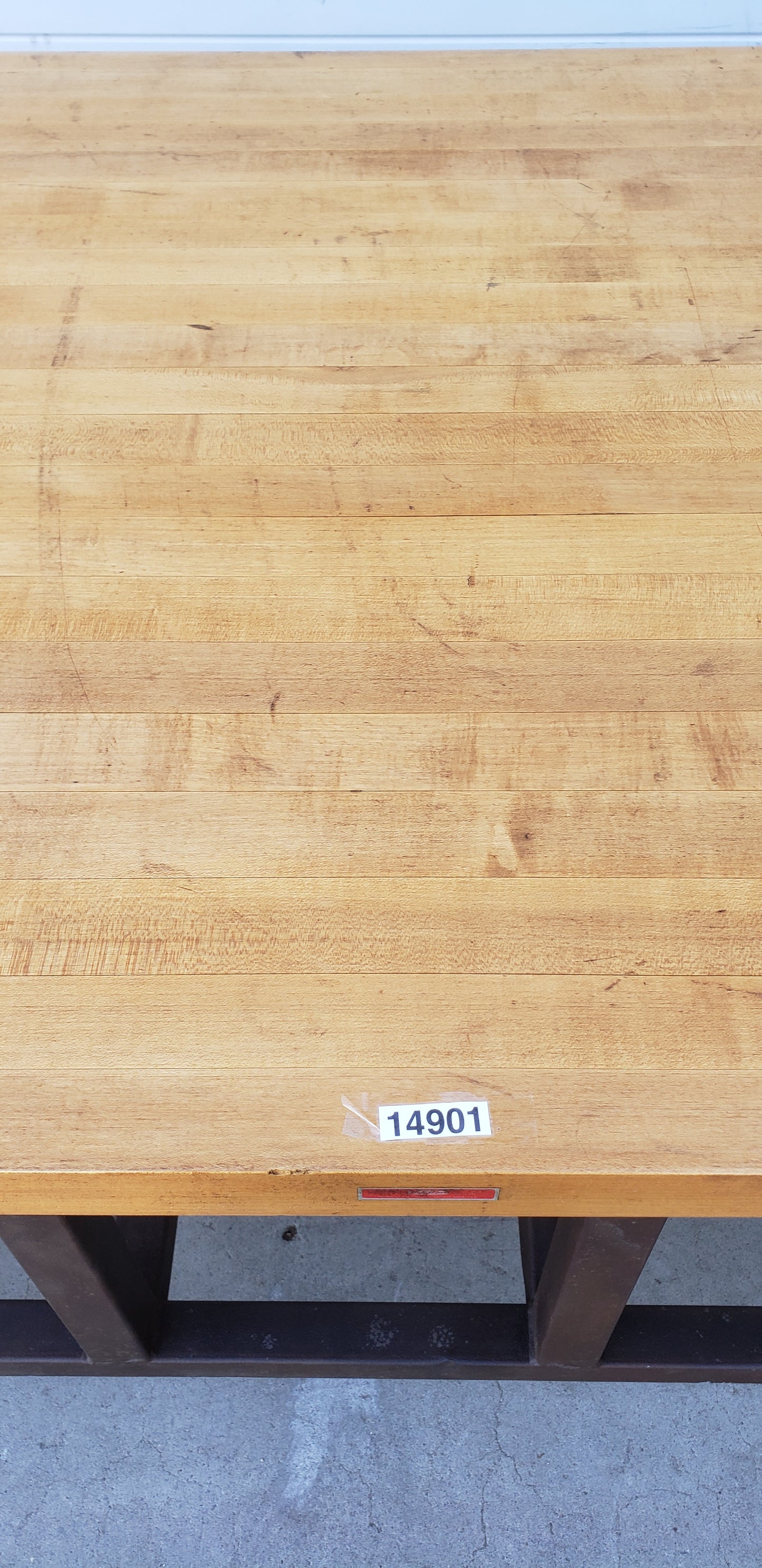 Wooden Work Table with Iron Base