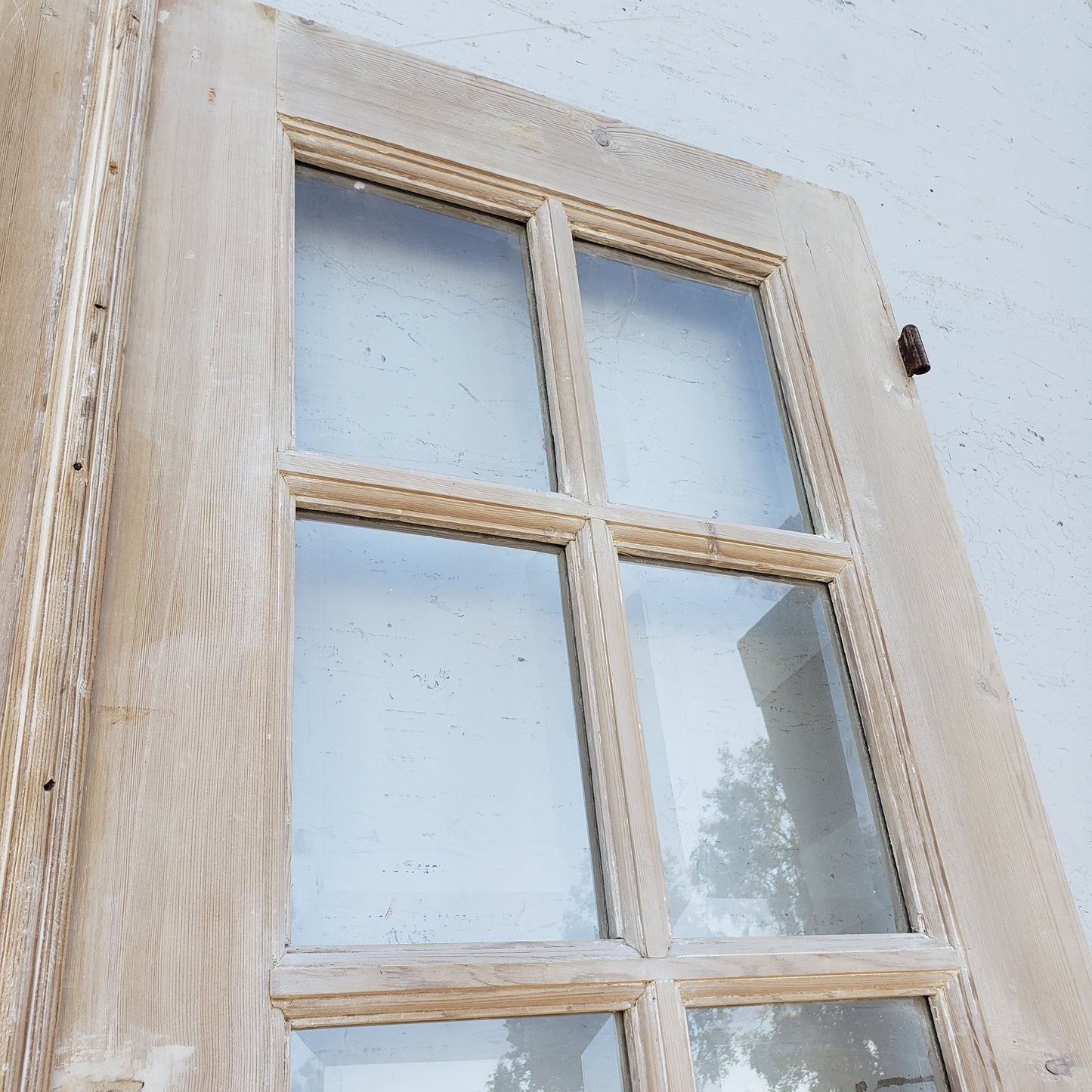 Pair of Washed Antique Wood Doors w/28 Glass Lites