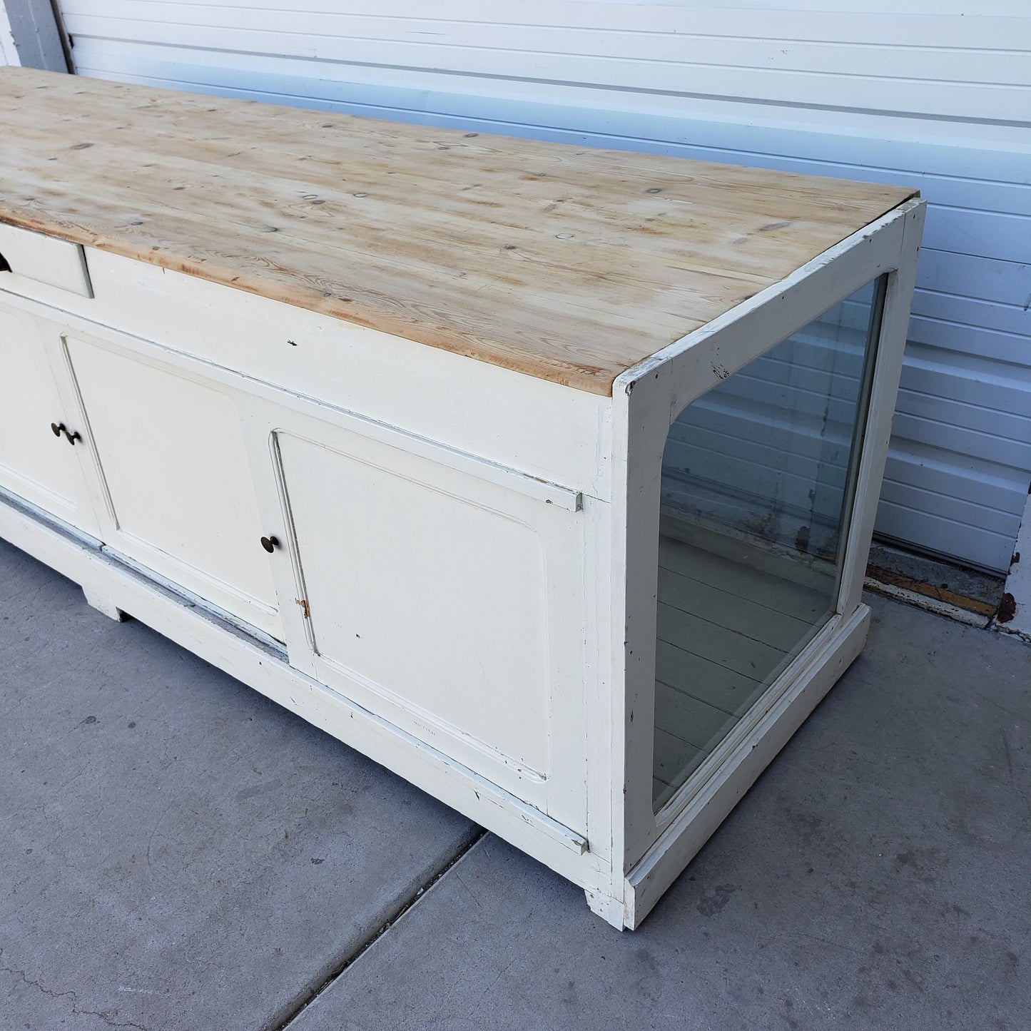 French Painted Antique Store Display Counter