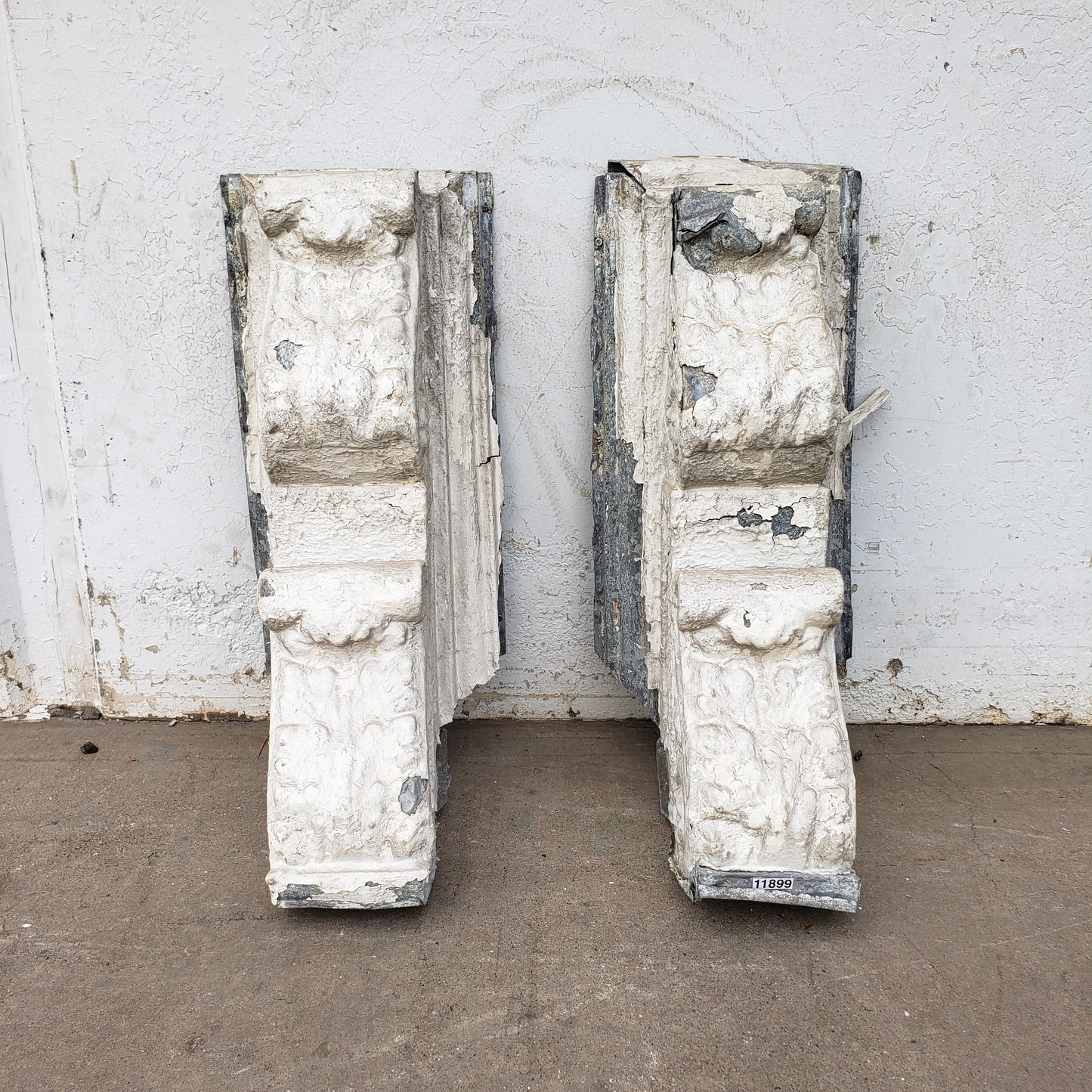 Pair of White Chippy Zinc Corbels