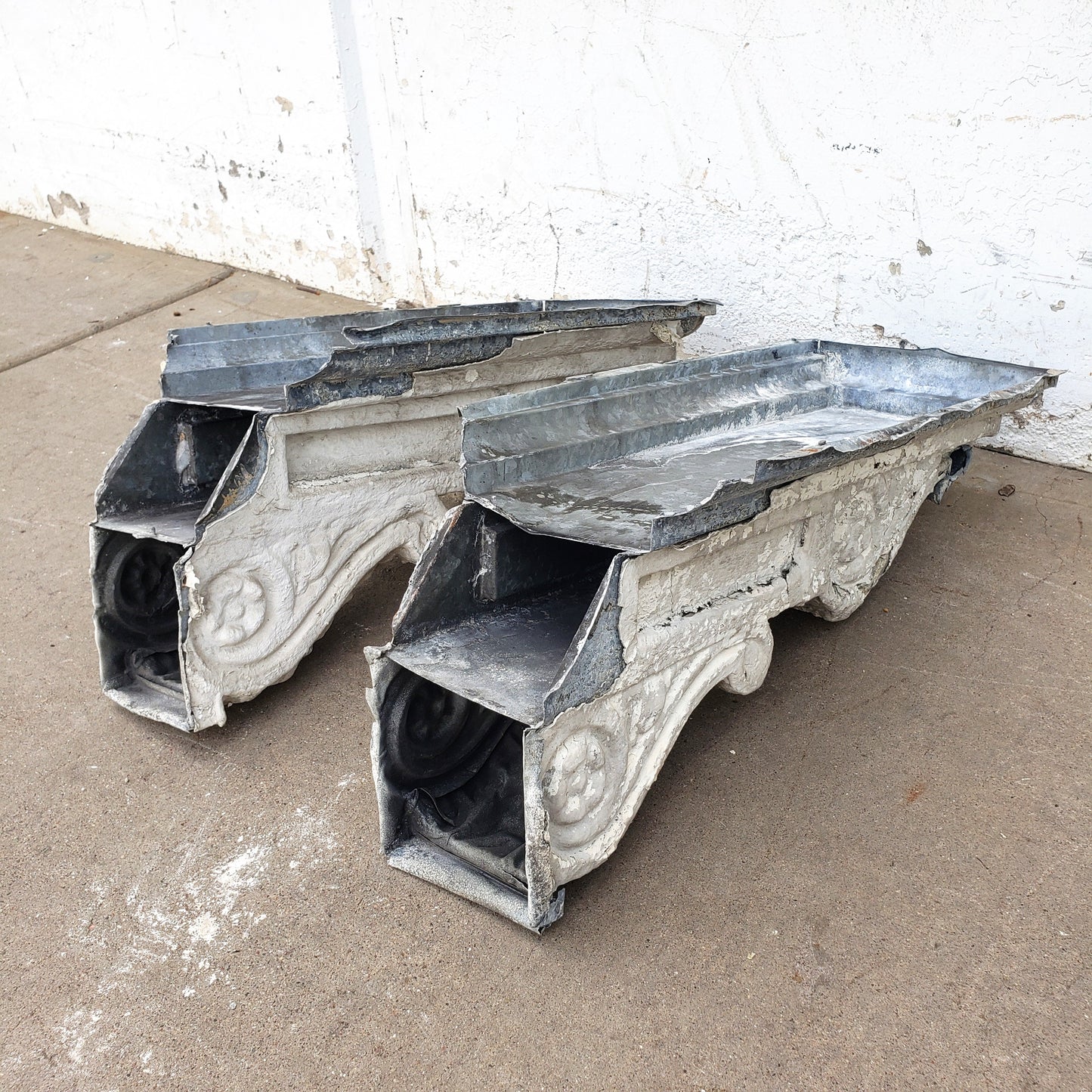 Pair of White Chippy Zinc Corbels