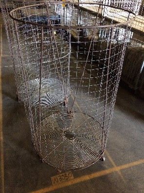 Basket, round, 5' high, 3' diam on wheels