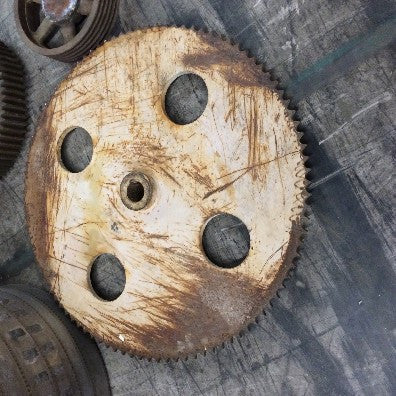 Gear, iron, 5' diam with 4 holes