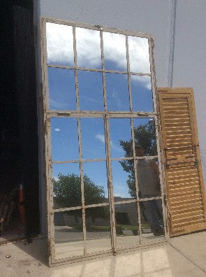 20 Pane Repurposed Rectangle Metal Mirror