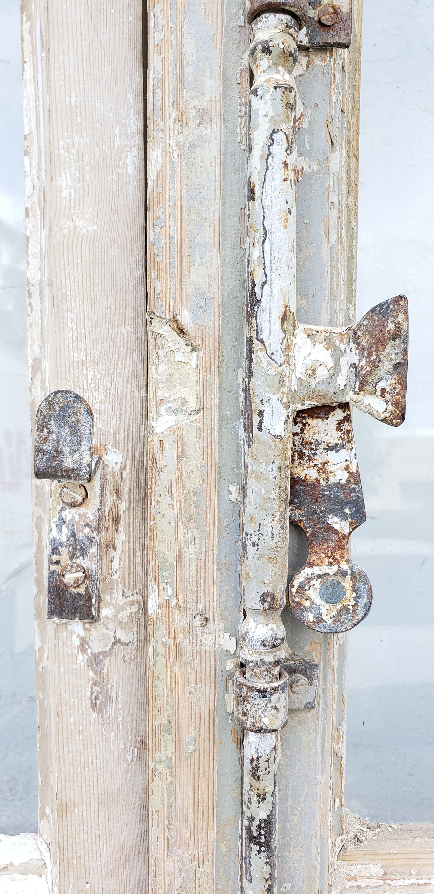 Pair of 4 Lite Stripped Wood French Antique Doors