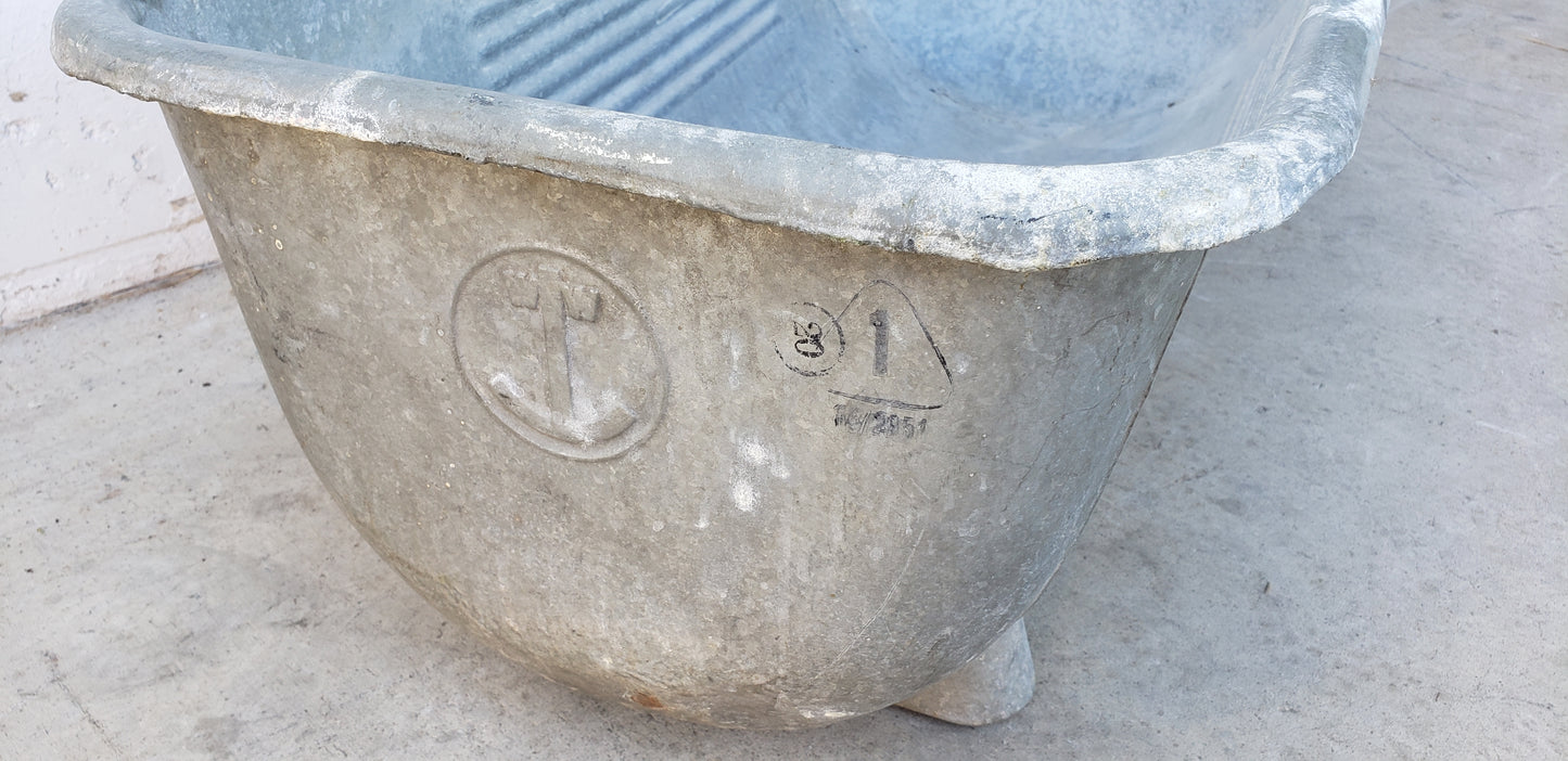 German Galvanized Planter / Children's Wash Tub ca. 1946