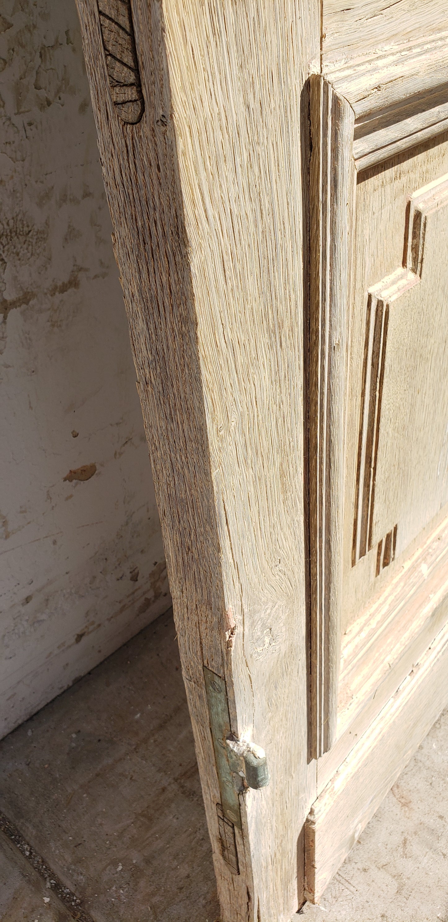 Pair of Antique 3 Panel Washed Wood Doors