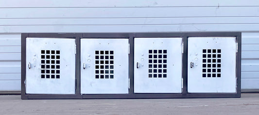 Set of 4 Brown & White Lockers