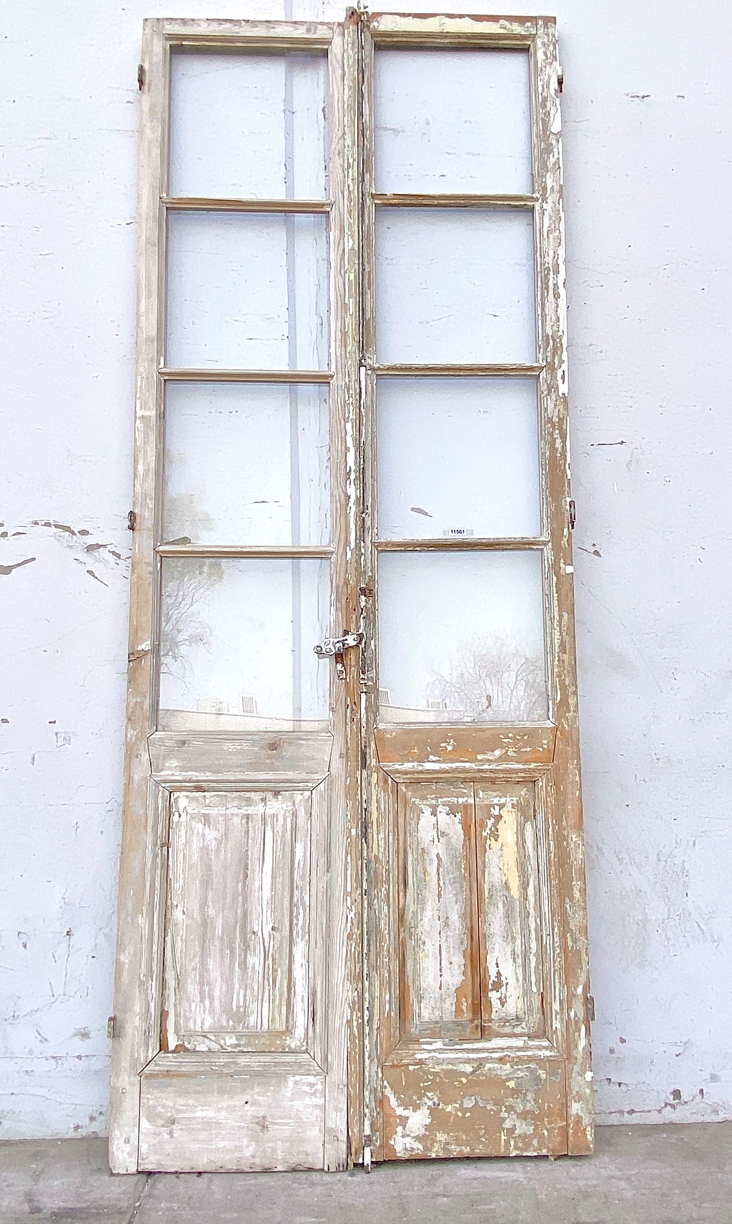 Pair of 4 Lite Stripped Wood French Antique Doors