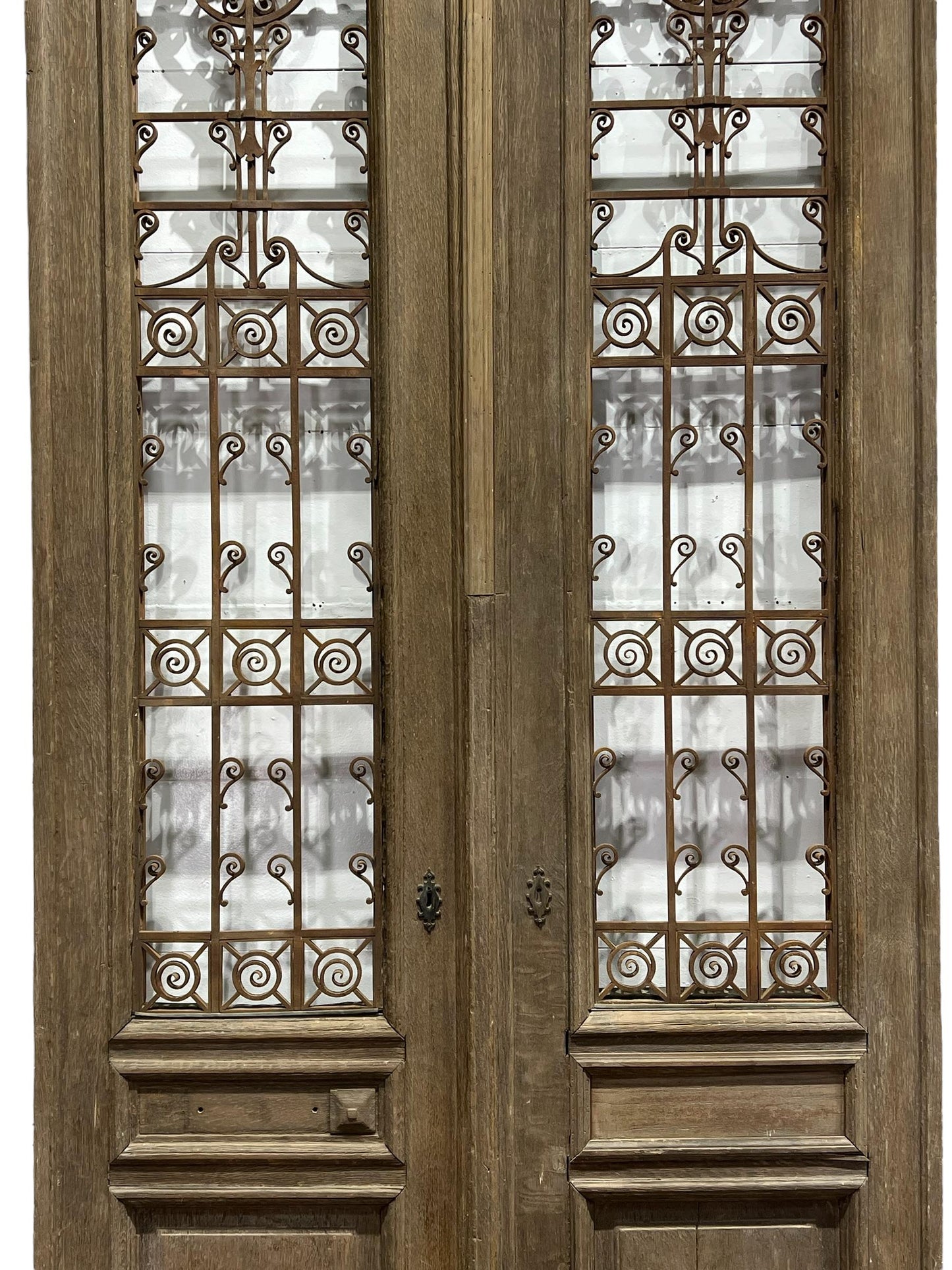 Pair of Antique French Doors with Iron Work (no glass)