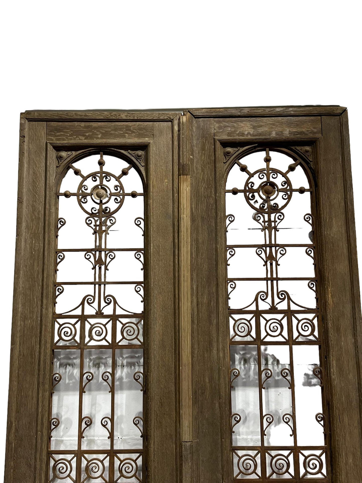 Pair of Antique French Doors with Iron Work (no glass)