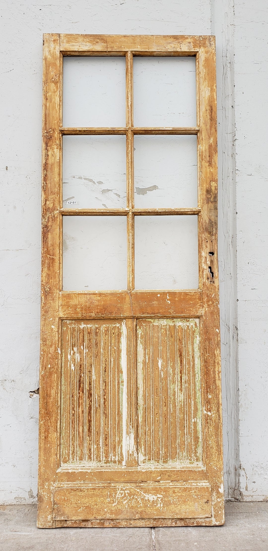 Antique Beaded Panel 6 Lite Glass Single Wood Door