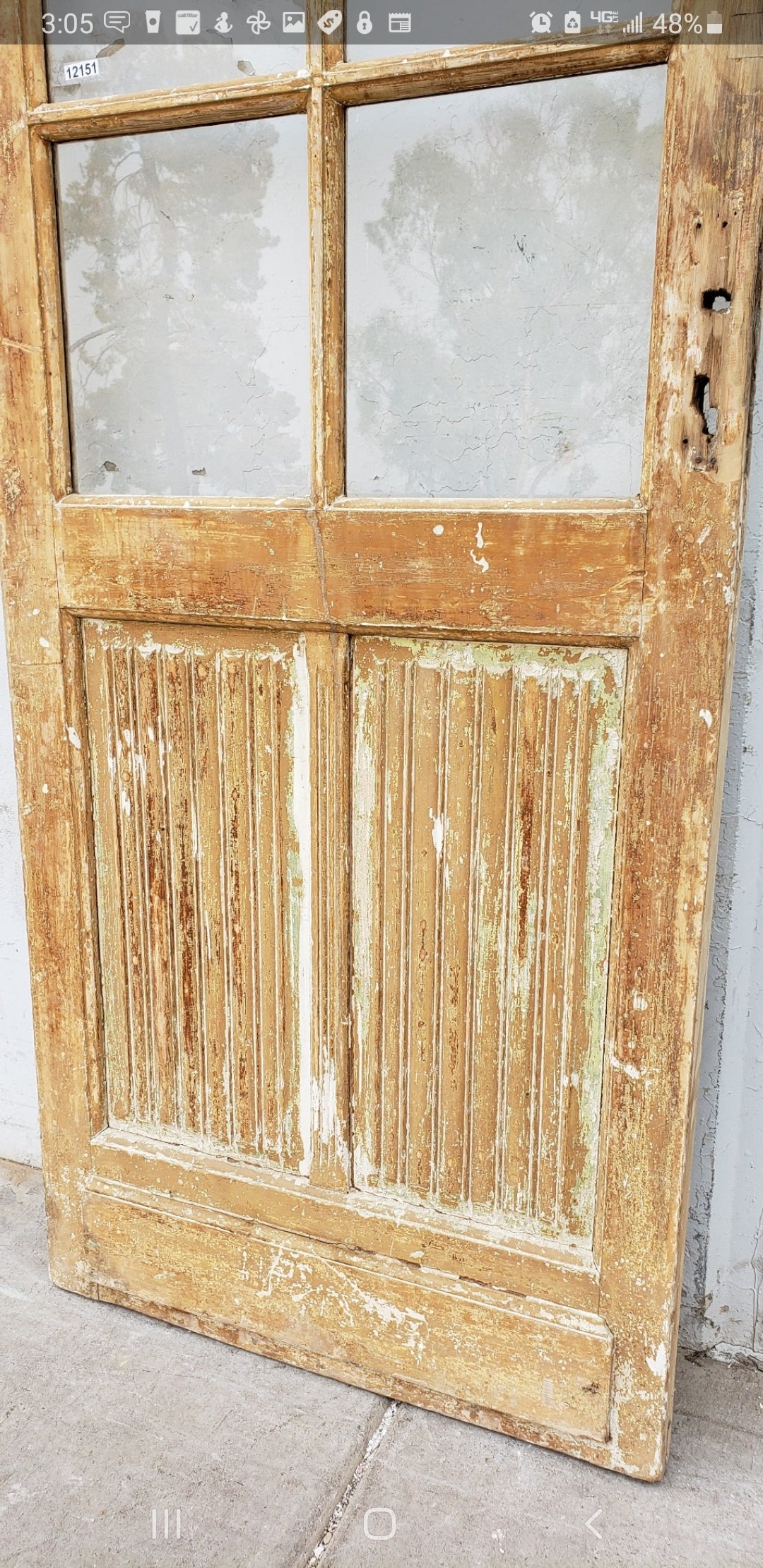 Antique Beaded Panel 6 Lite Glass Single Wood Door