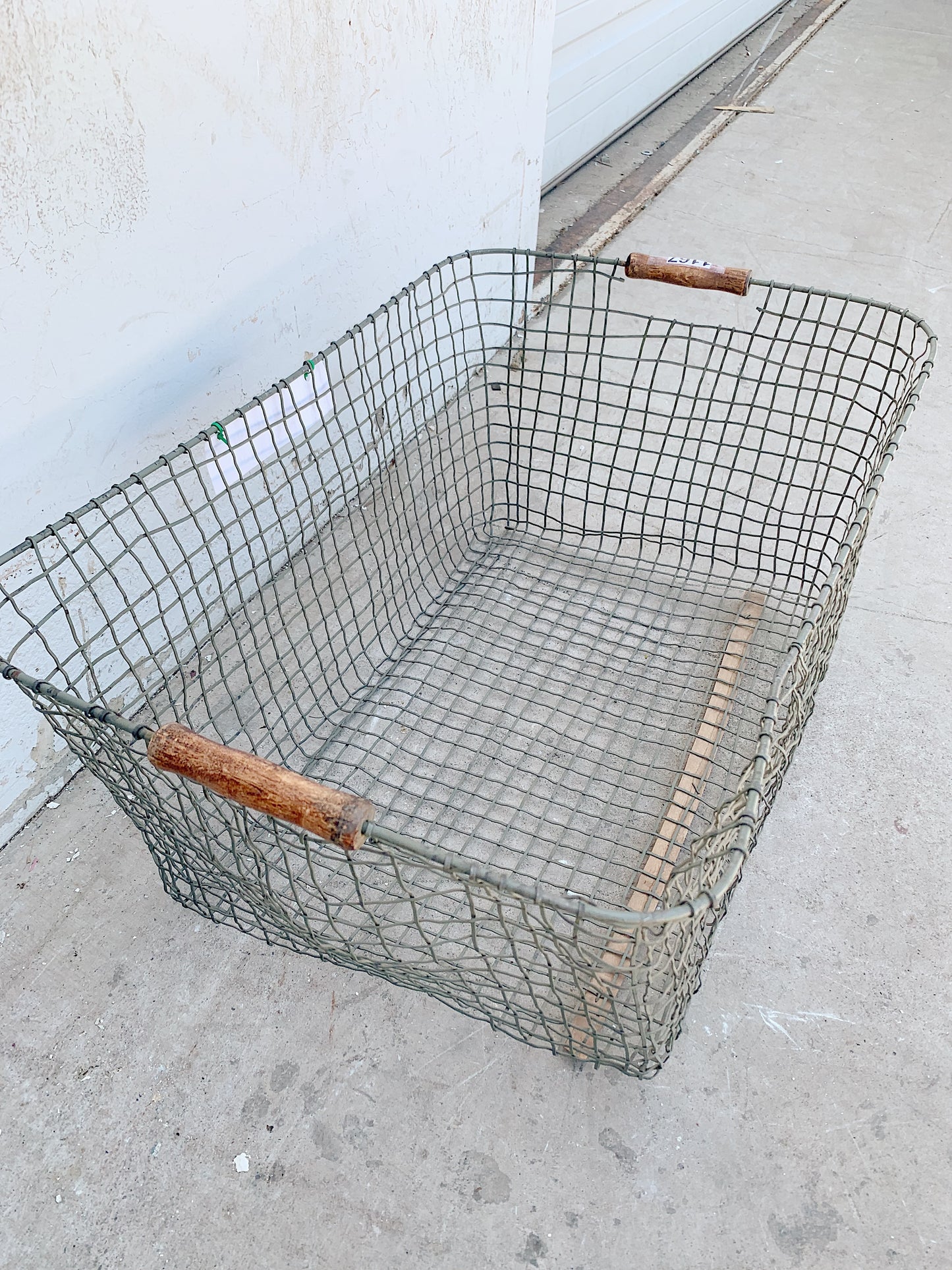 French Wire Basket with Wooden Inset Handles