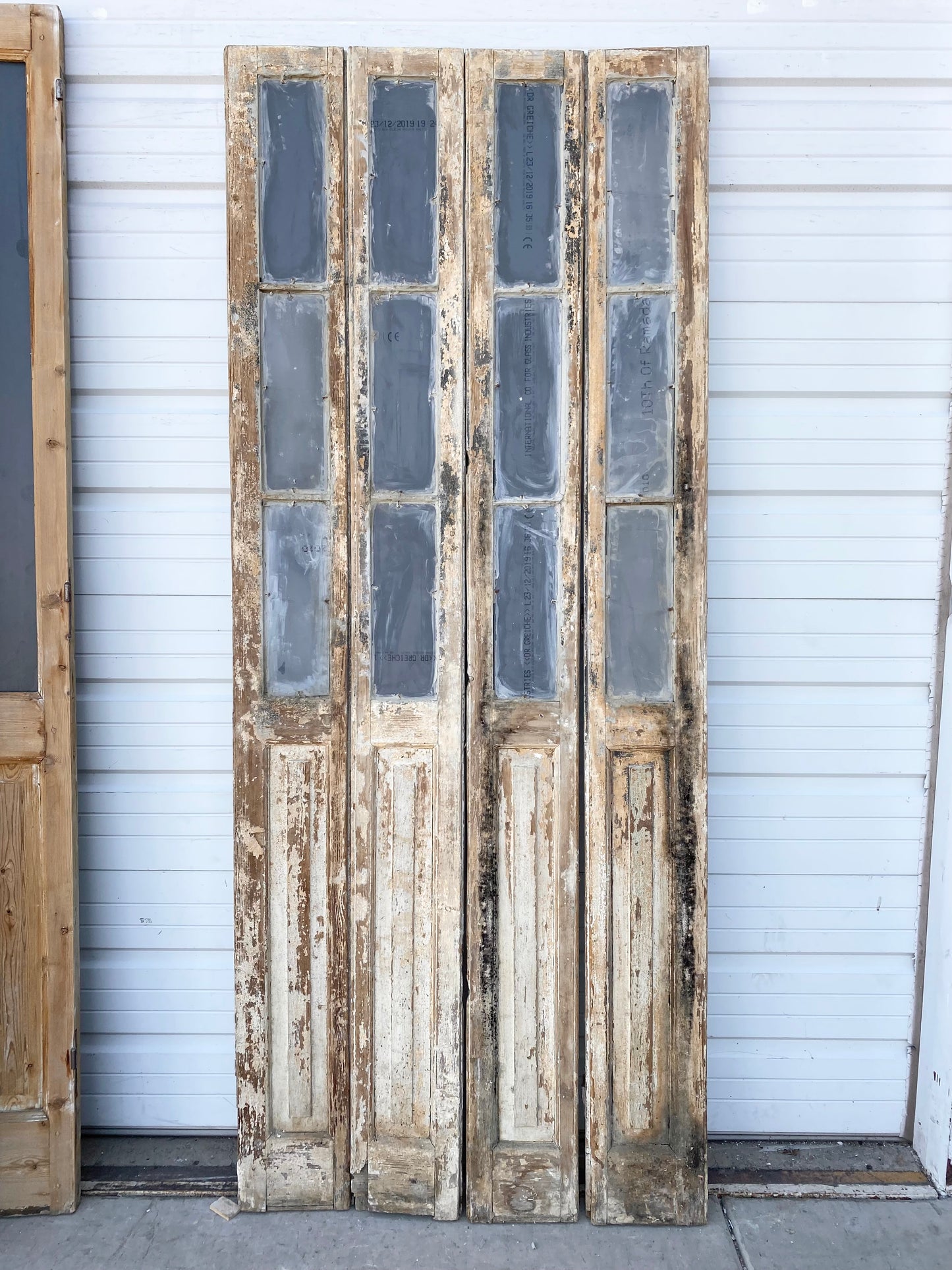 Set of 4 Antique Small Mirrored French Doors