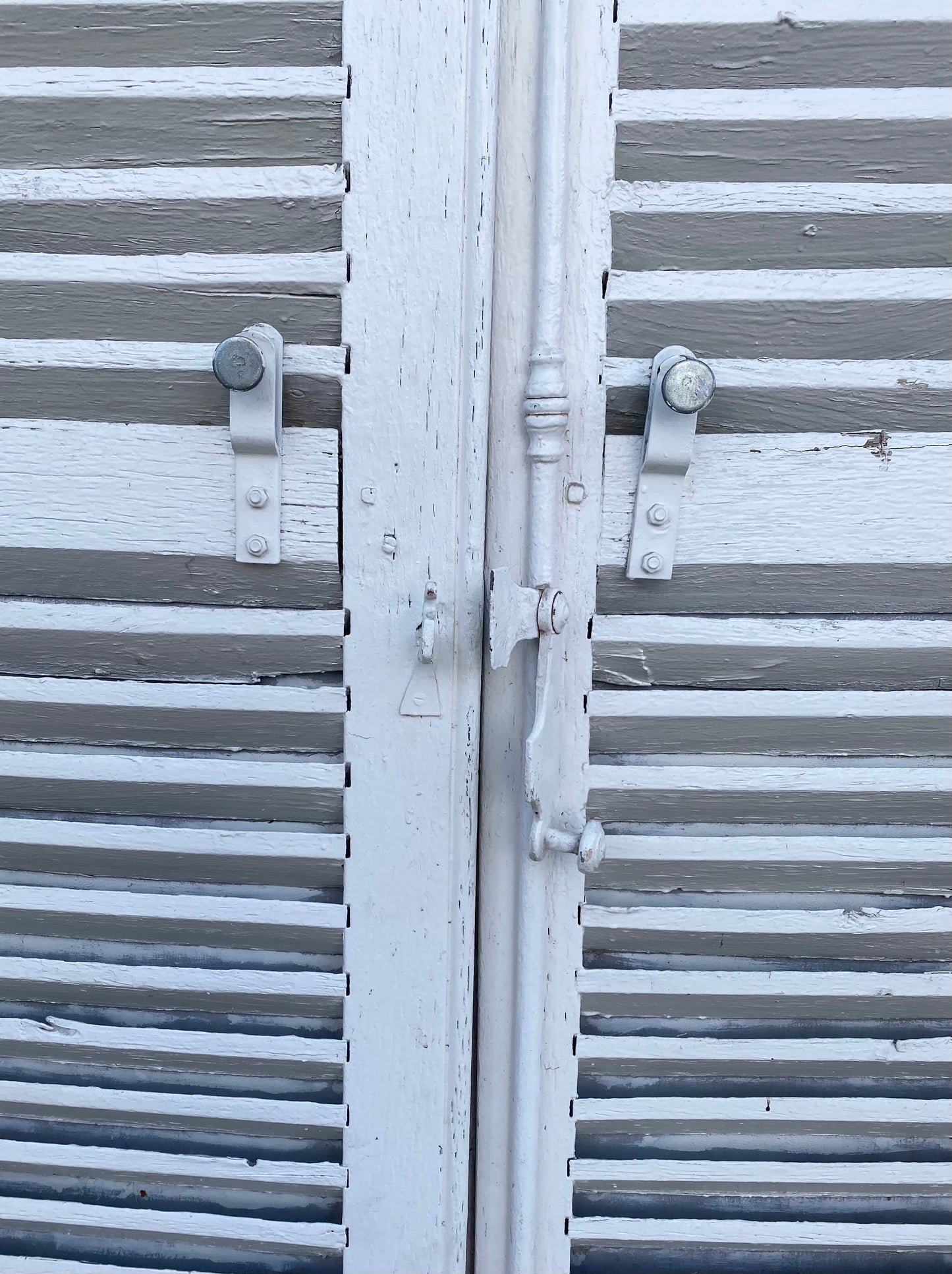 Arched White Wood French Shutters