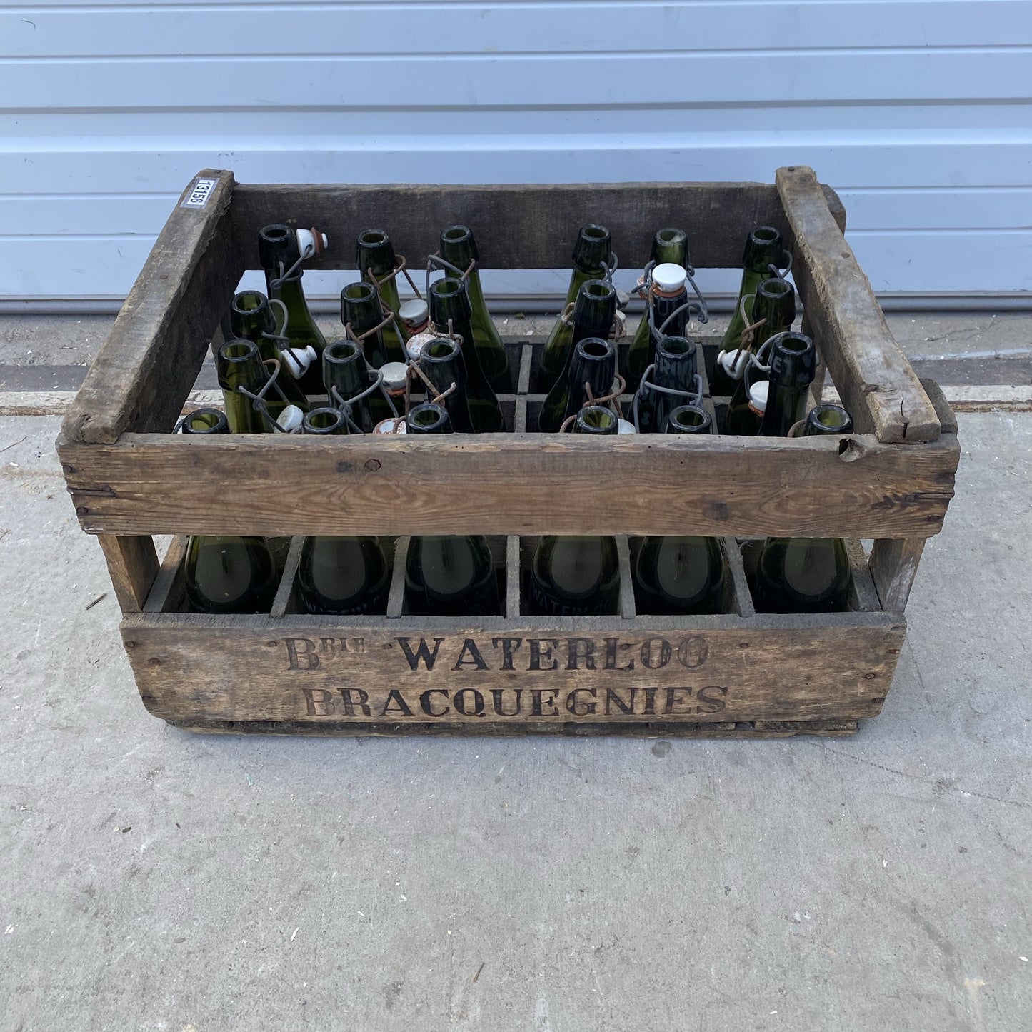 Antique Wood Crate with Bottles